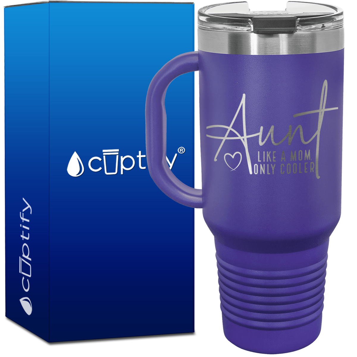 Aunt LIke a Mom Only Cooler Heart 40oz Aunt Travel Mug