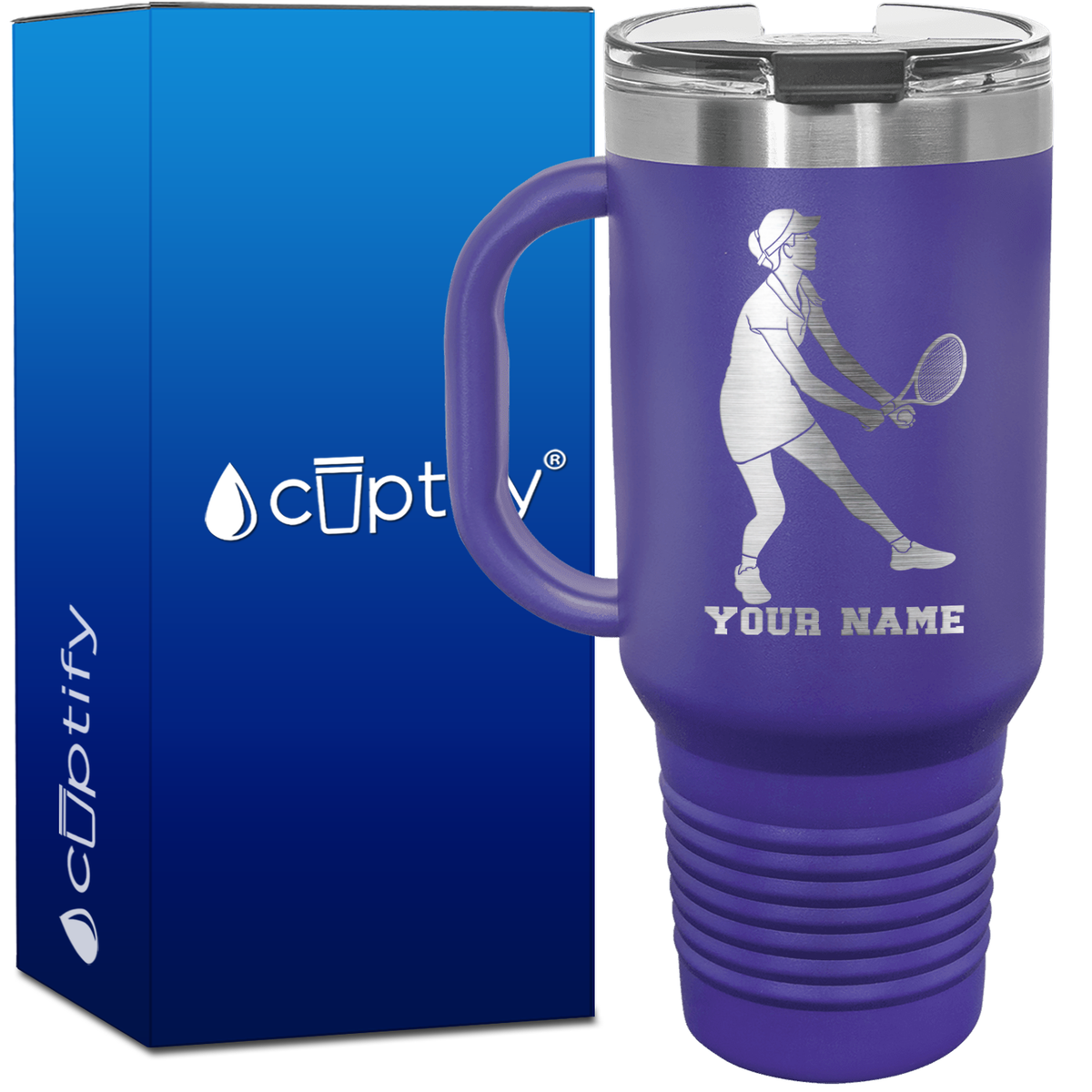 Personalized Female Tennis Player 40oz Travel Mug
