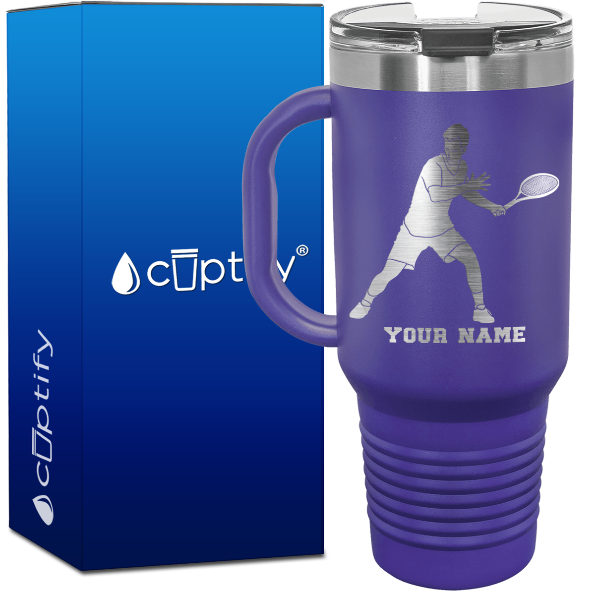Personalized Male Tennis Player 40oz Travel Mug