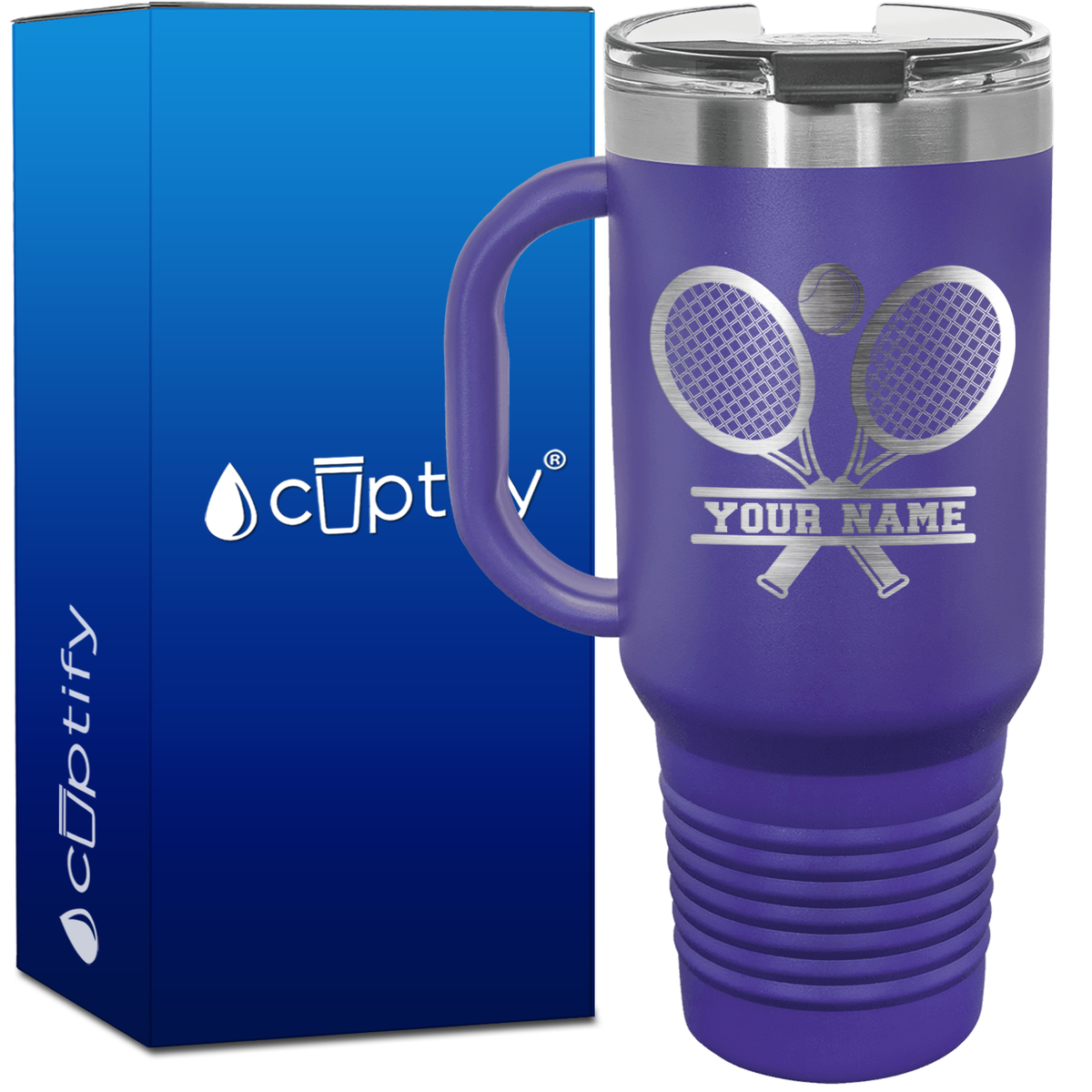 Personalized Tennis Rackets 40oz Travel Mug