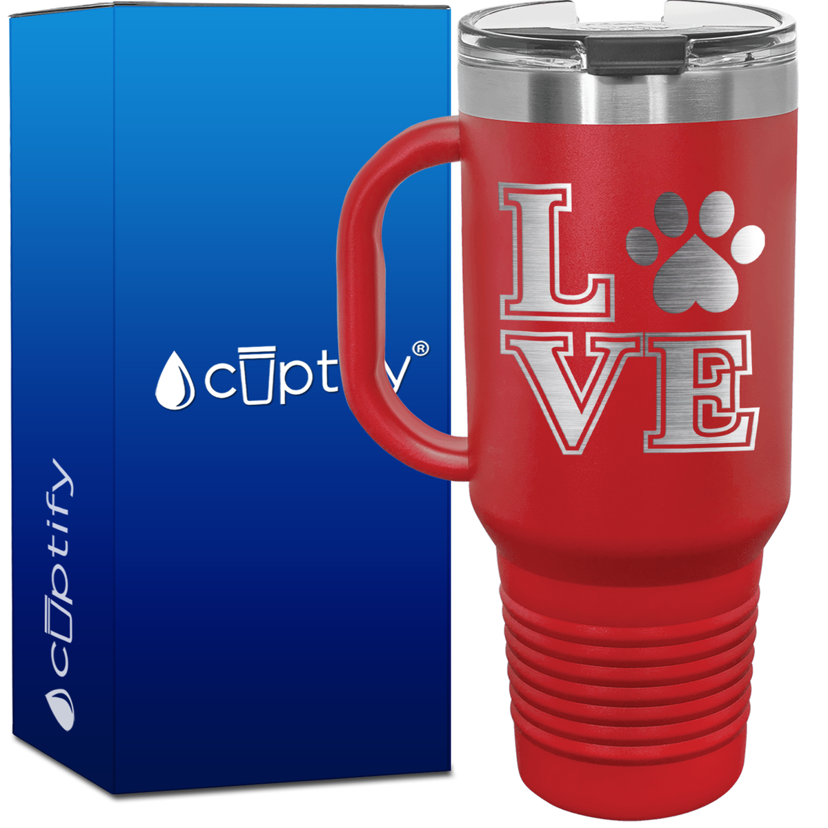 Love Dogs Paw Print 40oz Travel Mug