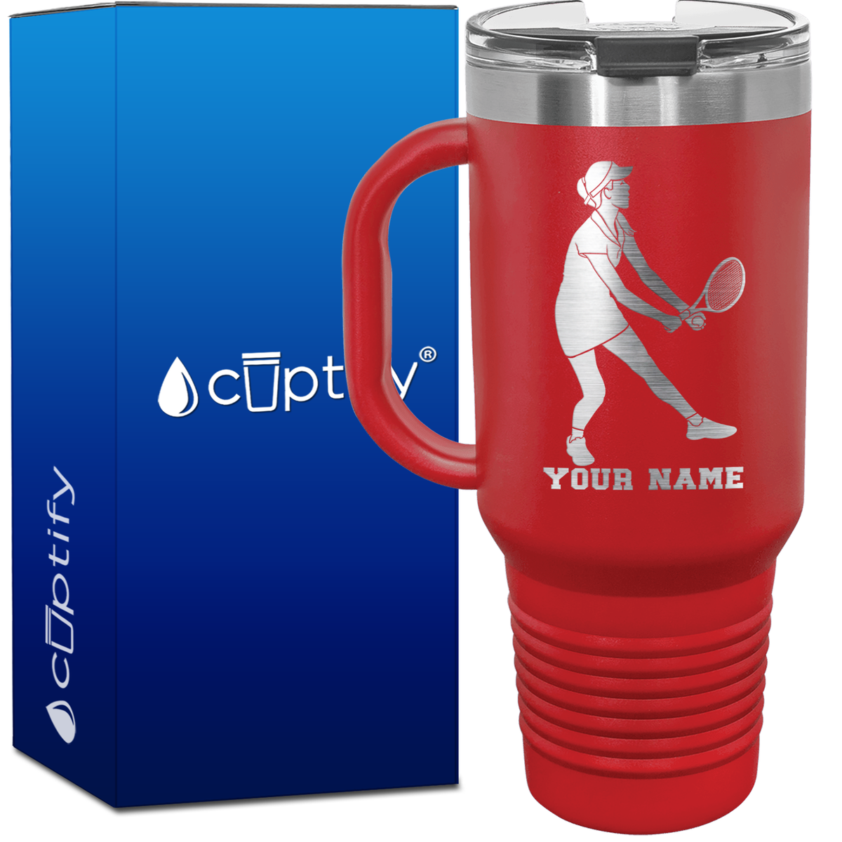 Personalized Female Tennis Player 40oz Travel Mug