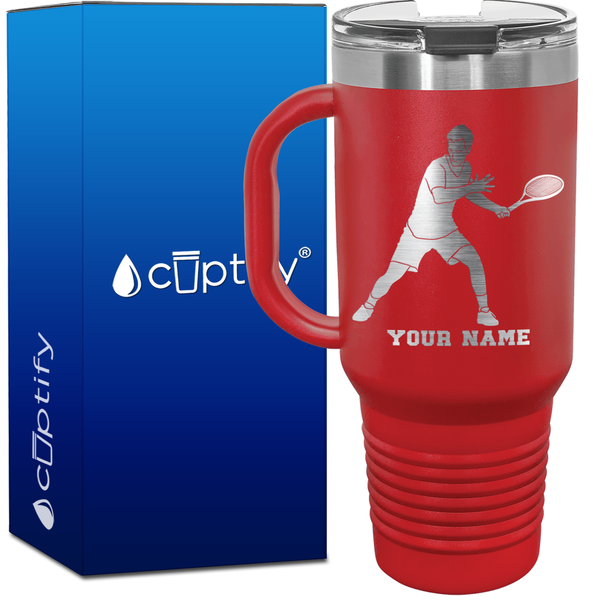 Personalized Male Tennis Player 40oz Travel Mug