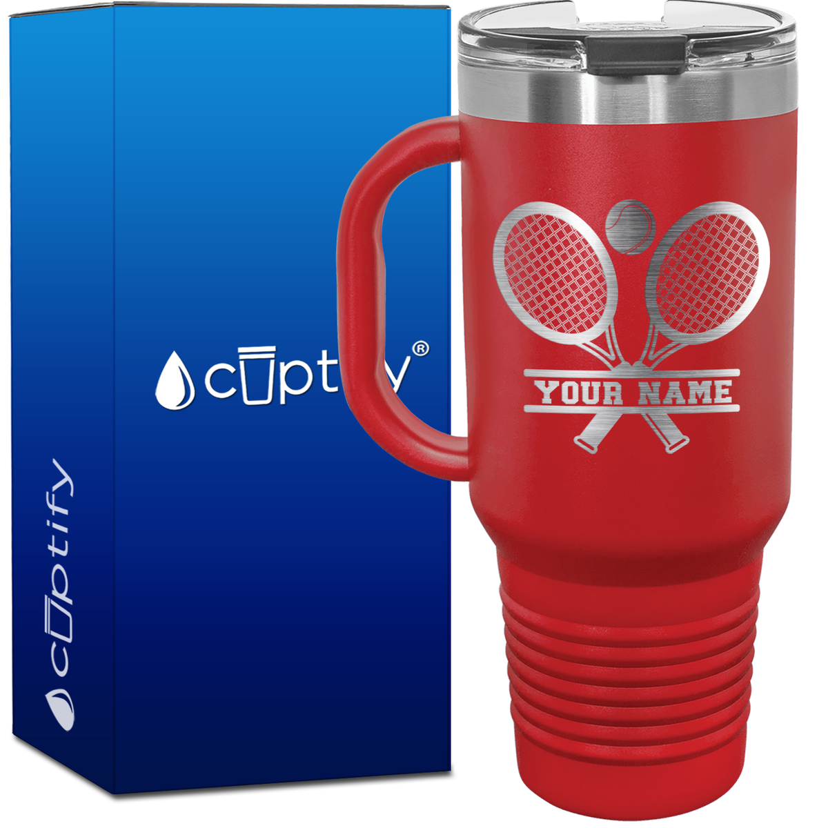 Personalized Tennis Rackets 40oz Travel Mug