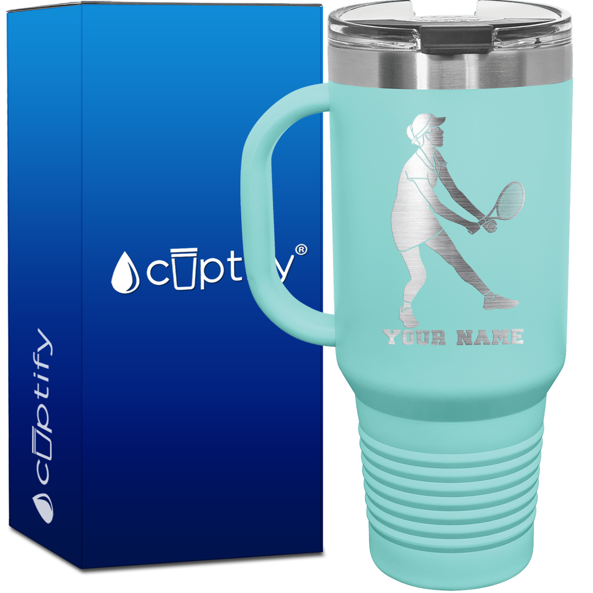 Personalized Female Tennis Player 40oz Travel Mug