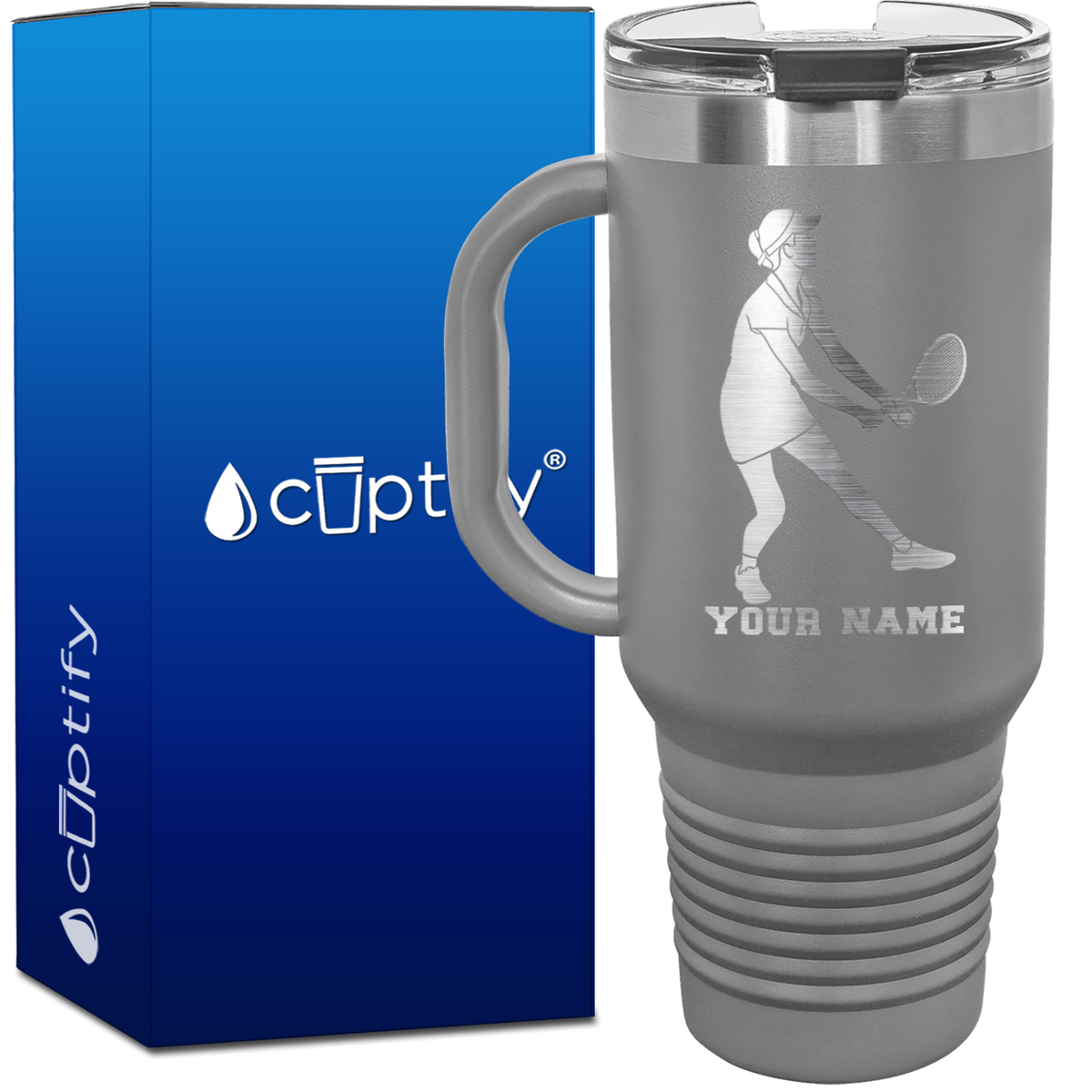 Personalized Female Tennis Player 40oz Travel Mug