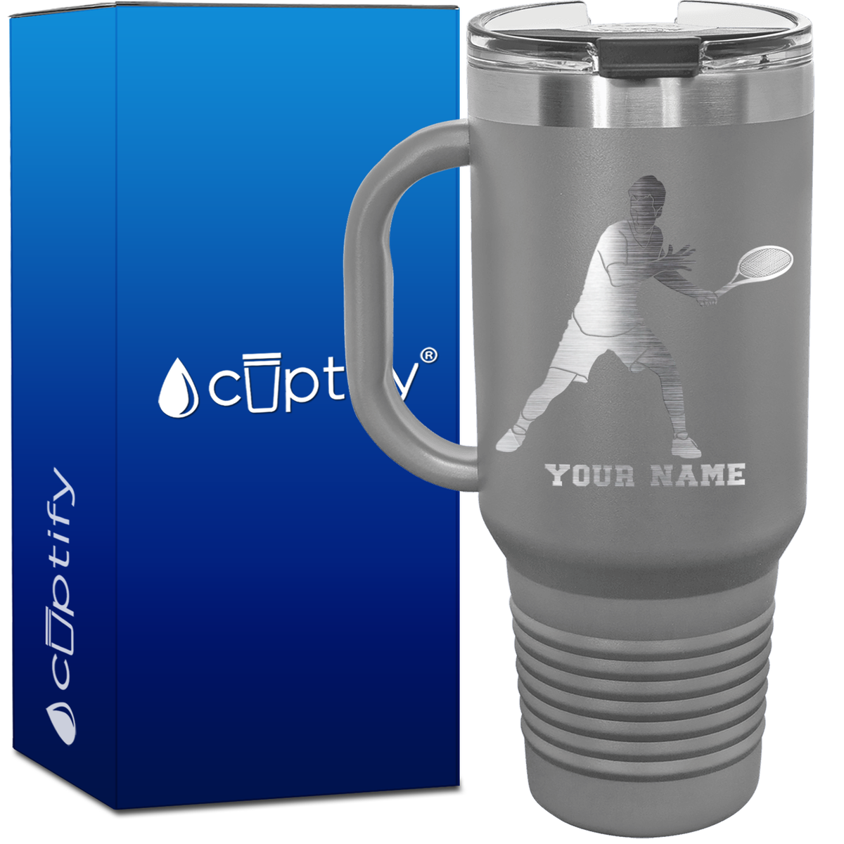 Personalized Male Tennis Player 40oz Travel Mug