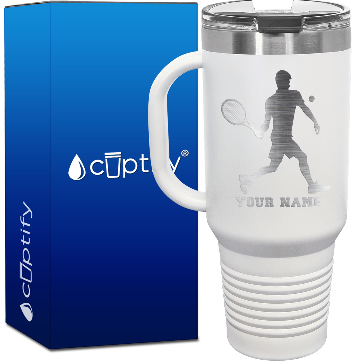 Personalized Tennis Player Silhouette 40oz Travel Mug