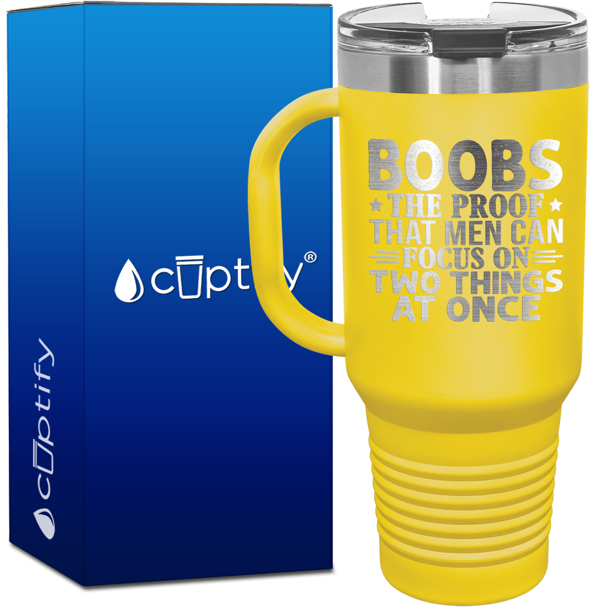 Boobs The Proof That Men can Focus 40oz Funny Travel Mug