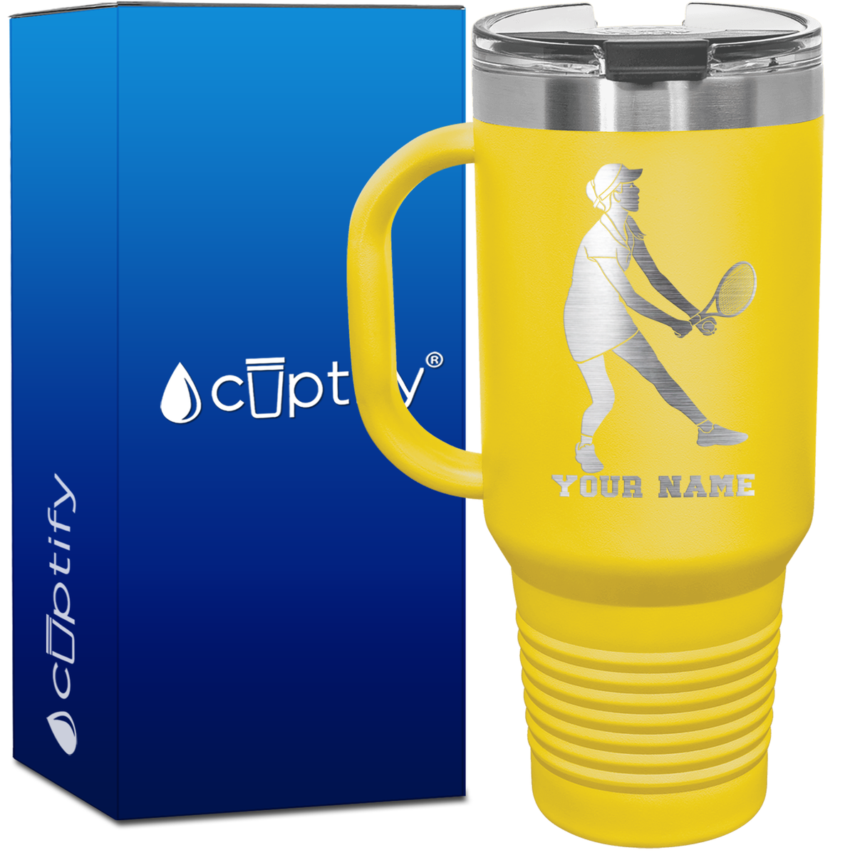 Personalized Female Tennis Player 40oz Travel Mug