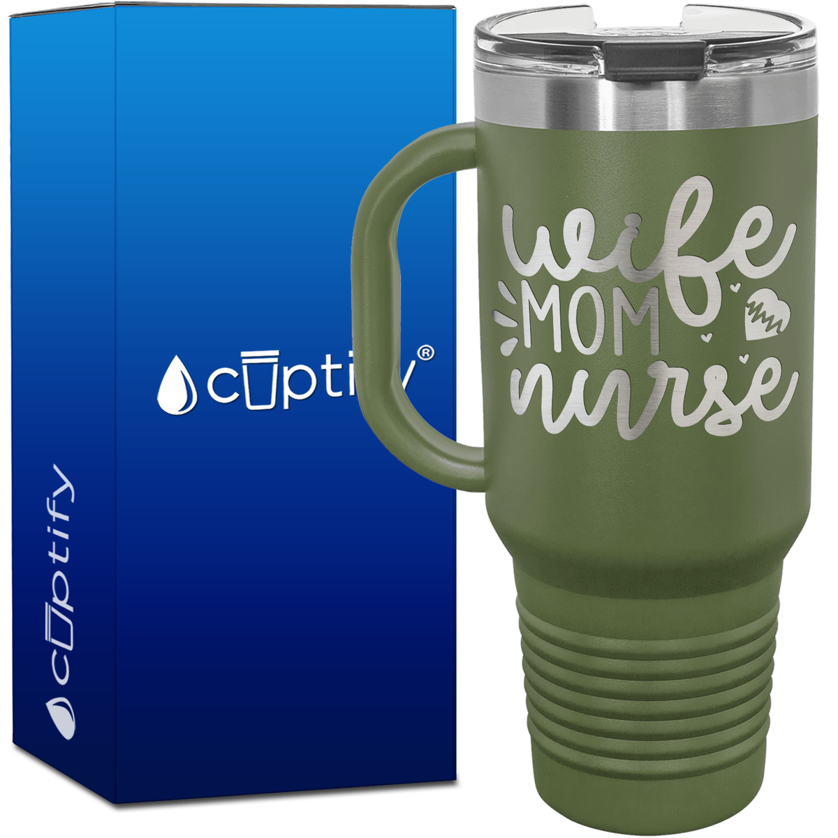 Wife Mom Nurse Hearts 40oz Travel Mug