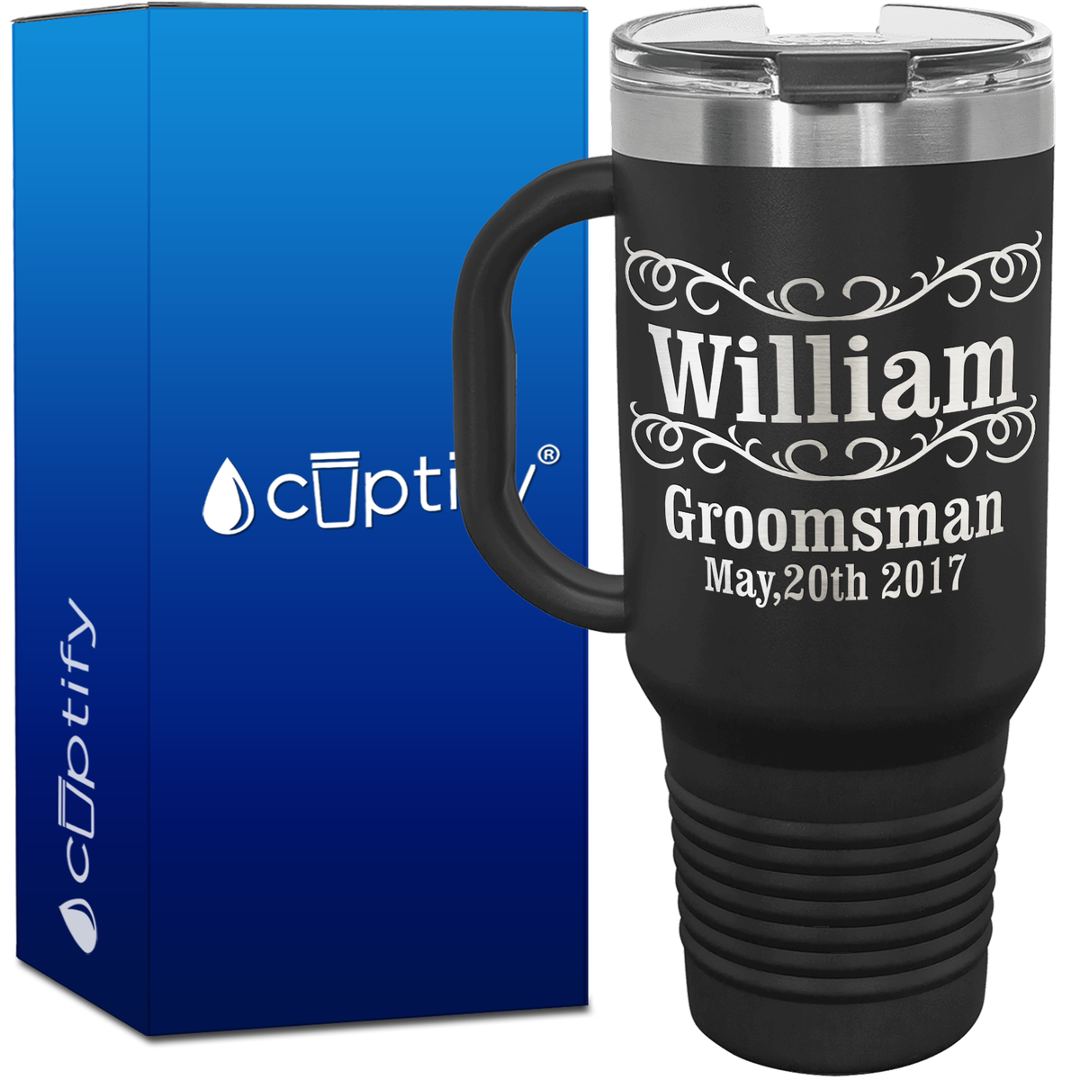Personalized Classic Groomsman 40oz Travel Mug