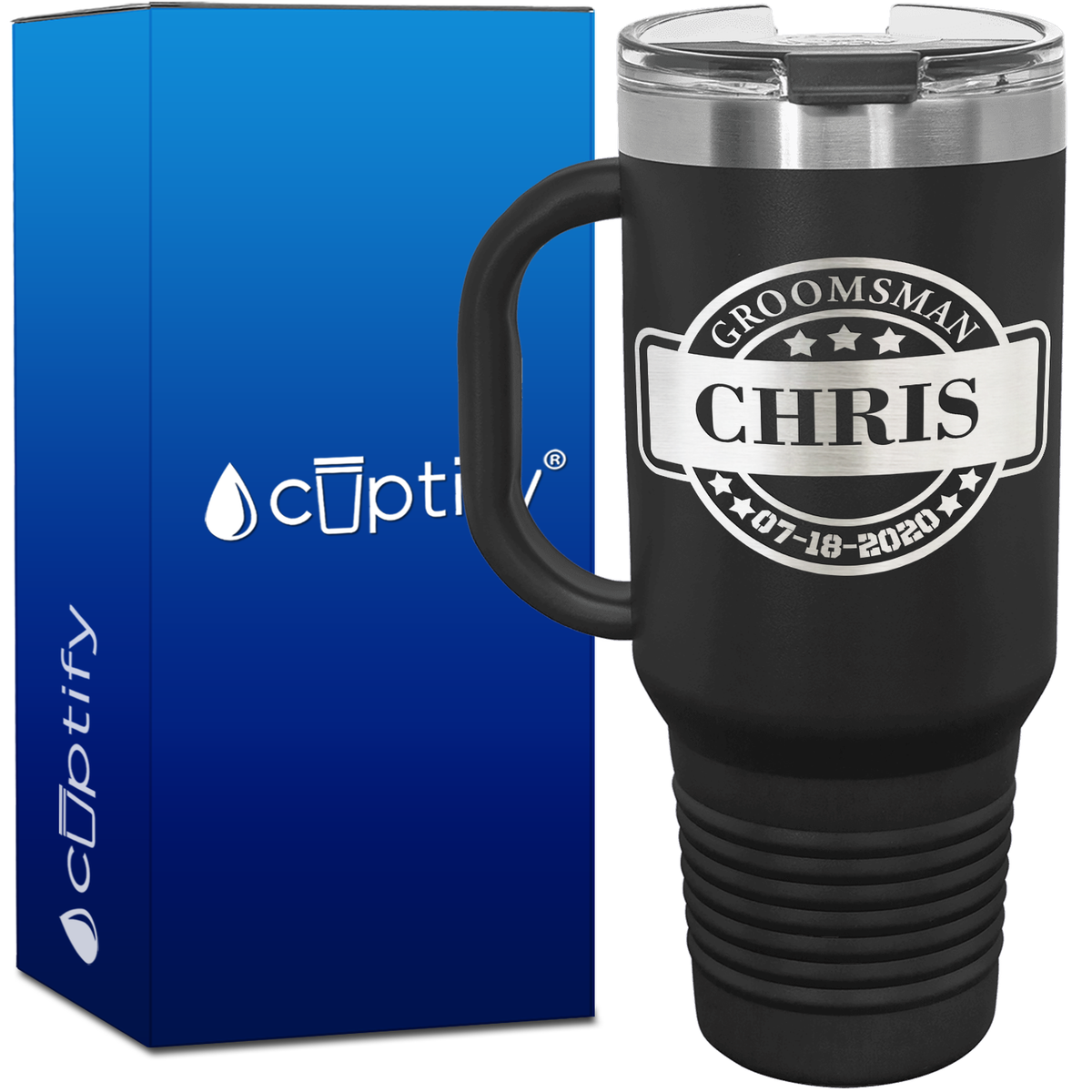 Groomsman Banner Patch Personalized 40oz Travel Mug