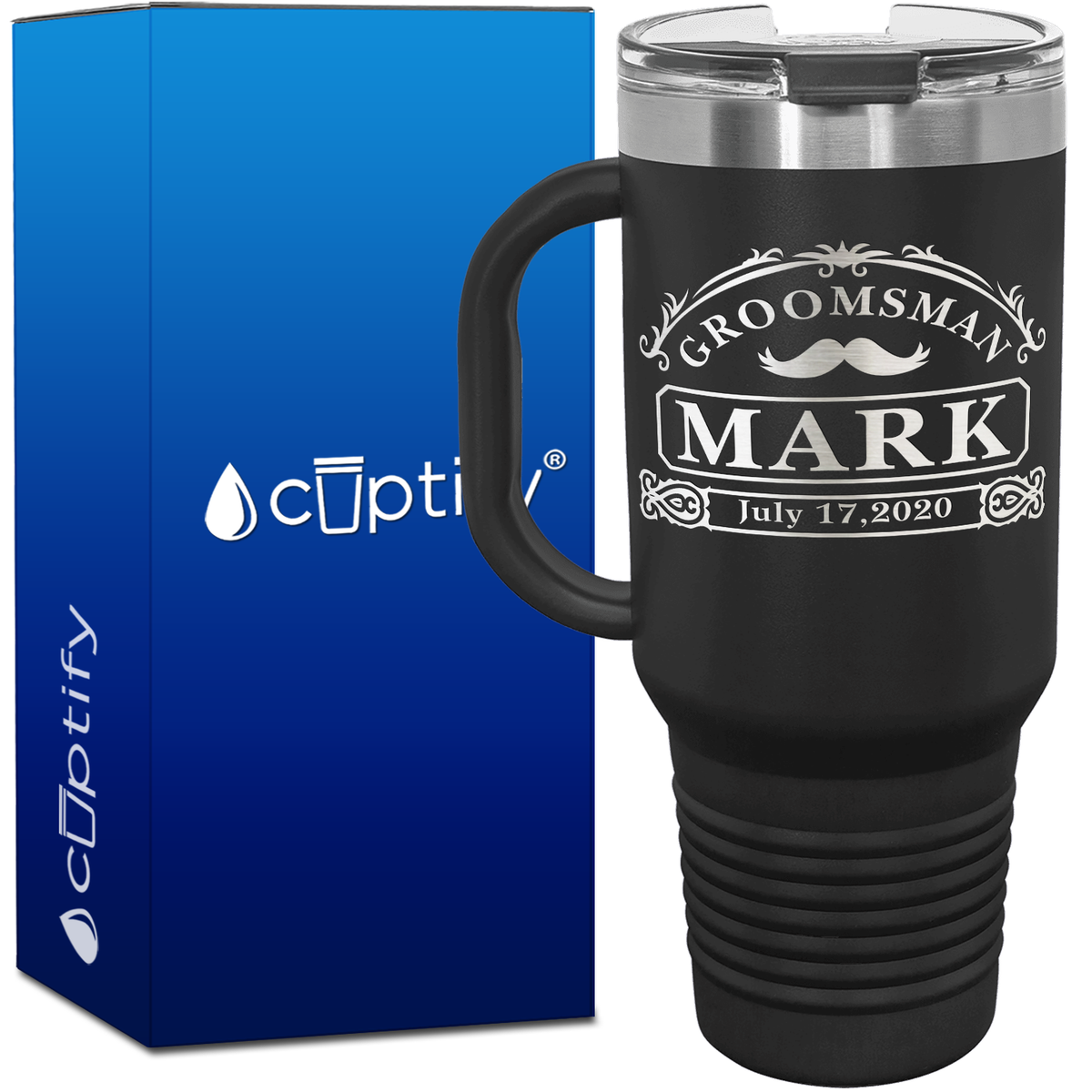 Personalized Groomsman Gentleman Crest 40oz Travel Mug