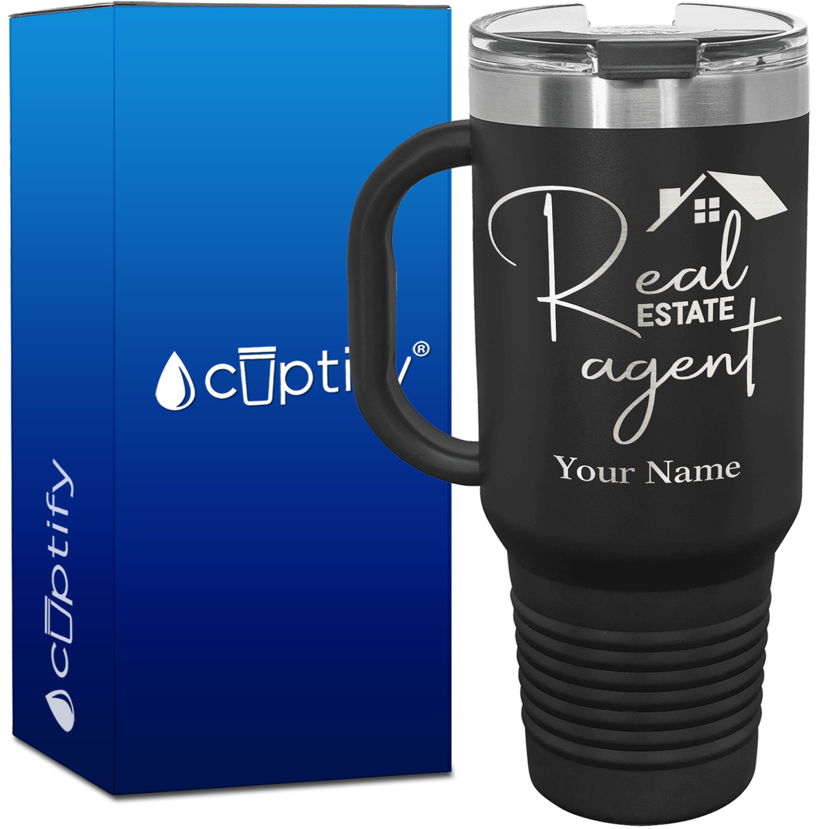 Personalized Real Estate Agent House 40oz Travel Mug