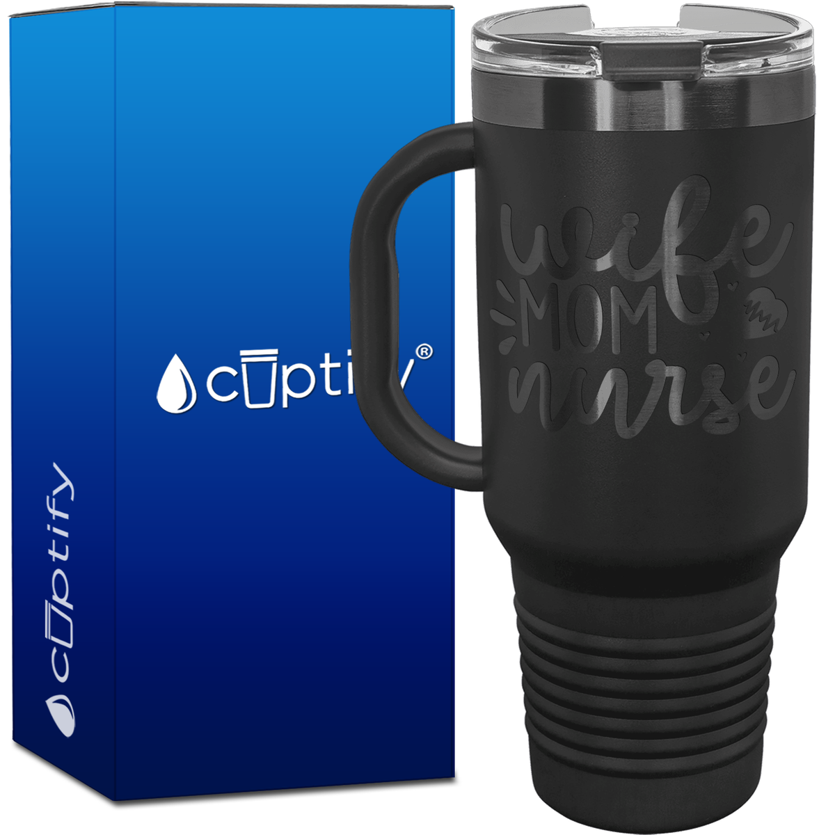 Wife Mom Nurse Hearts 40oz Travel Mug