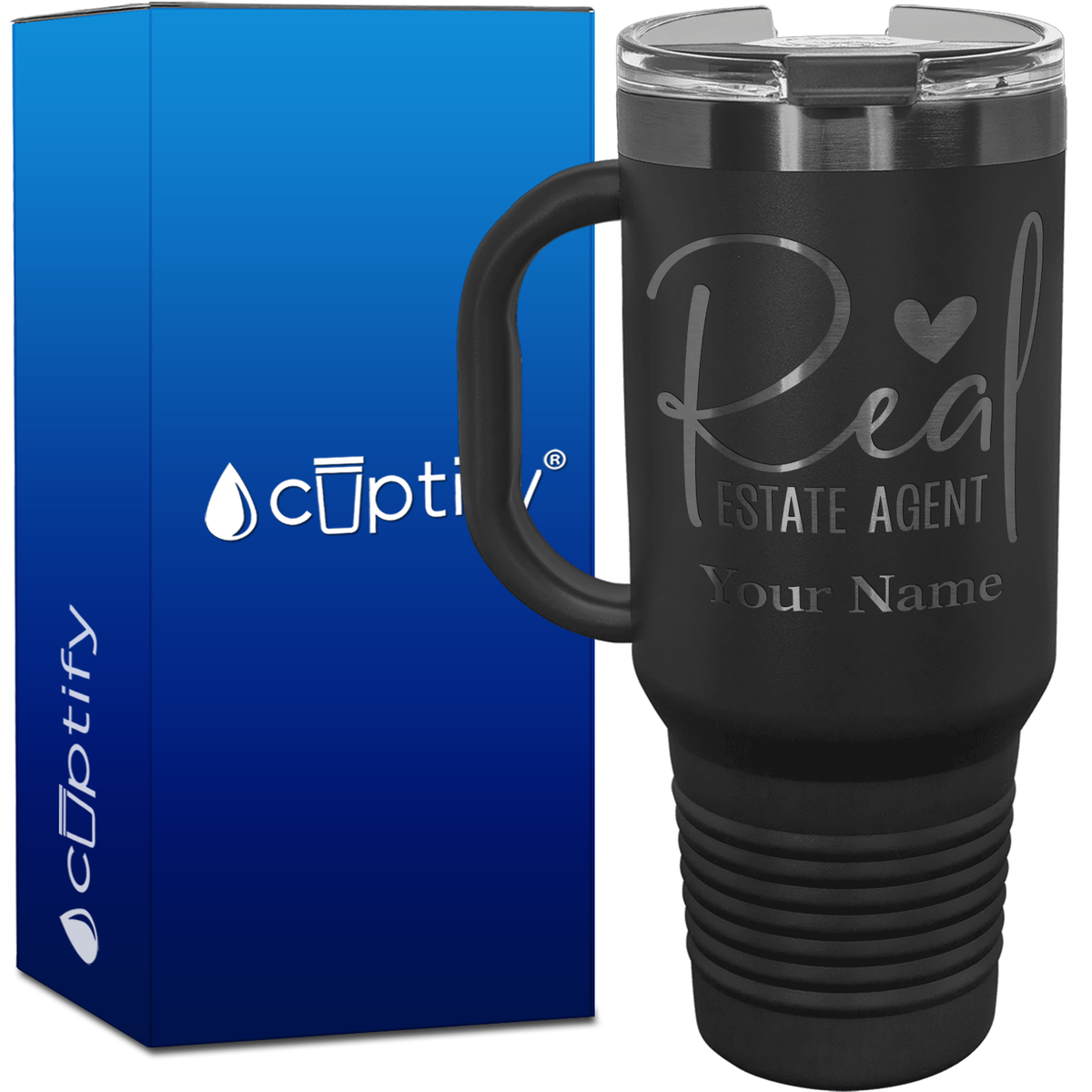 Personalized Real Estate Agent Heart 40oz Travel Mug