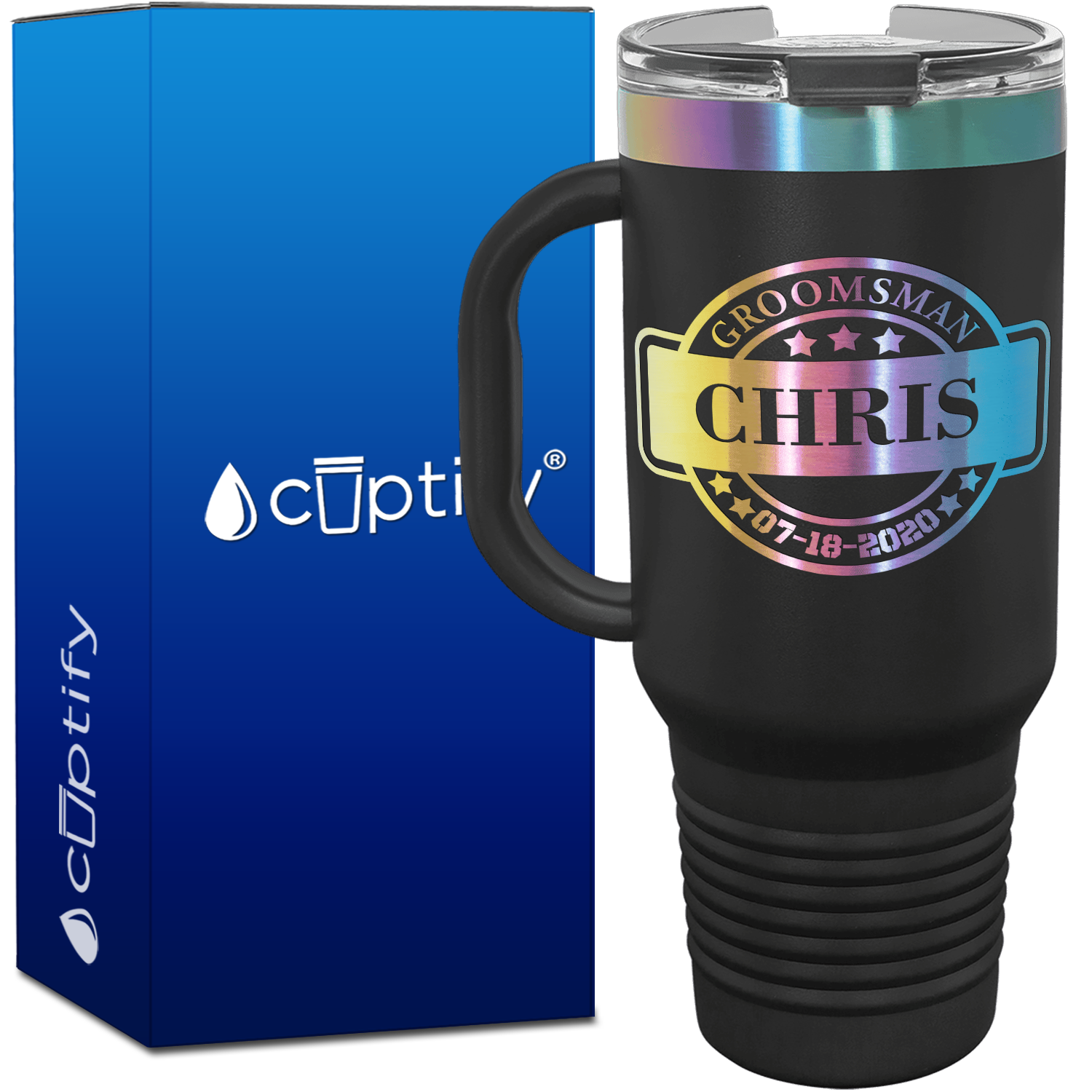 Groomsman Banner Patch Personalized 40oz Travel Mug