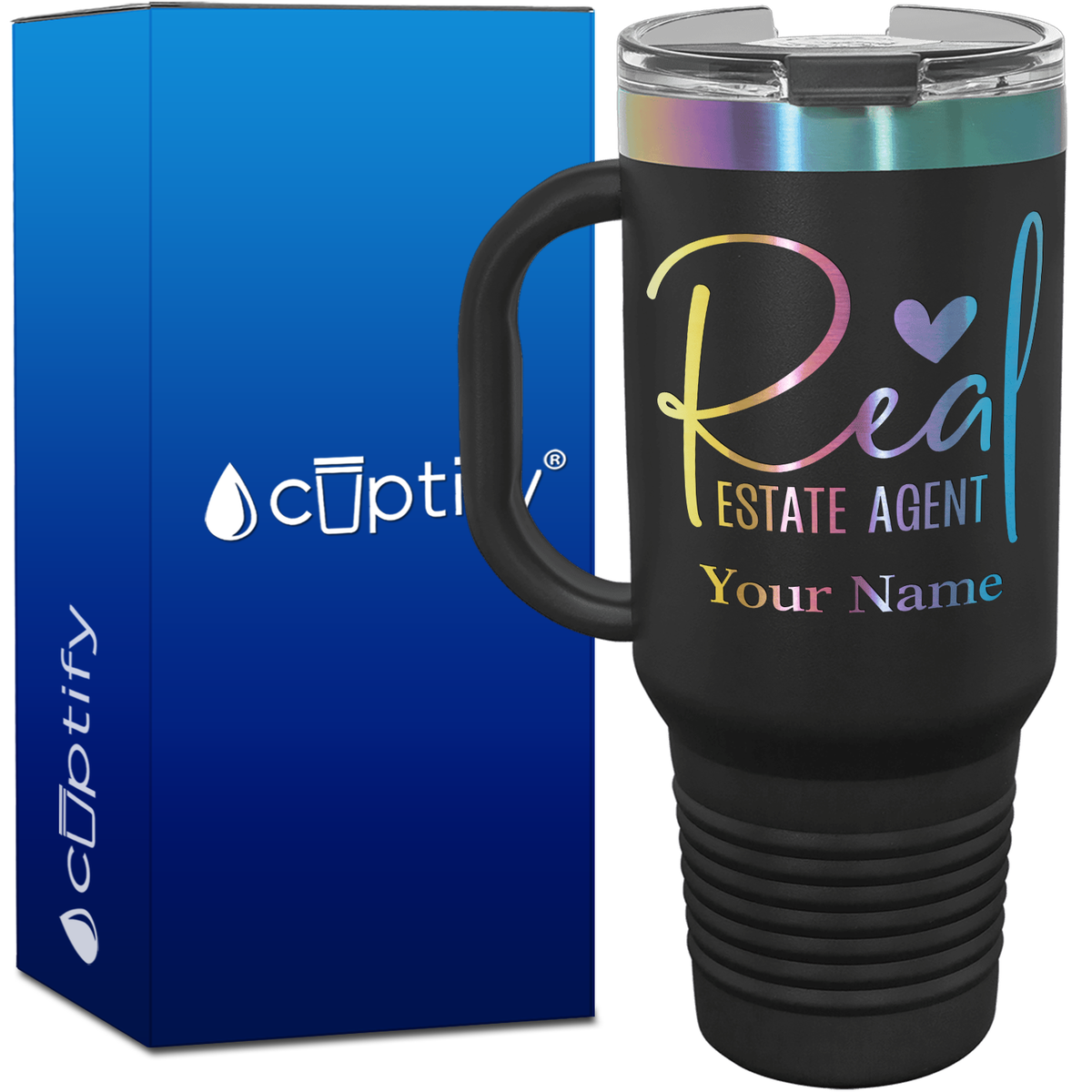 Personalized Real Estate Agent Heart 40oz Travel Mug