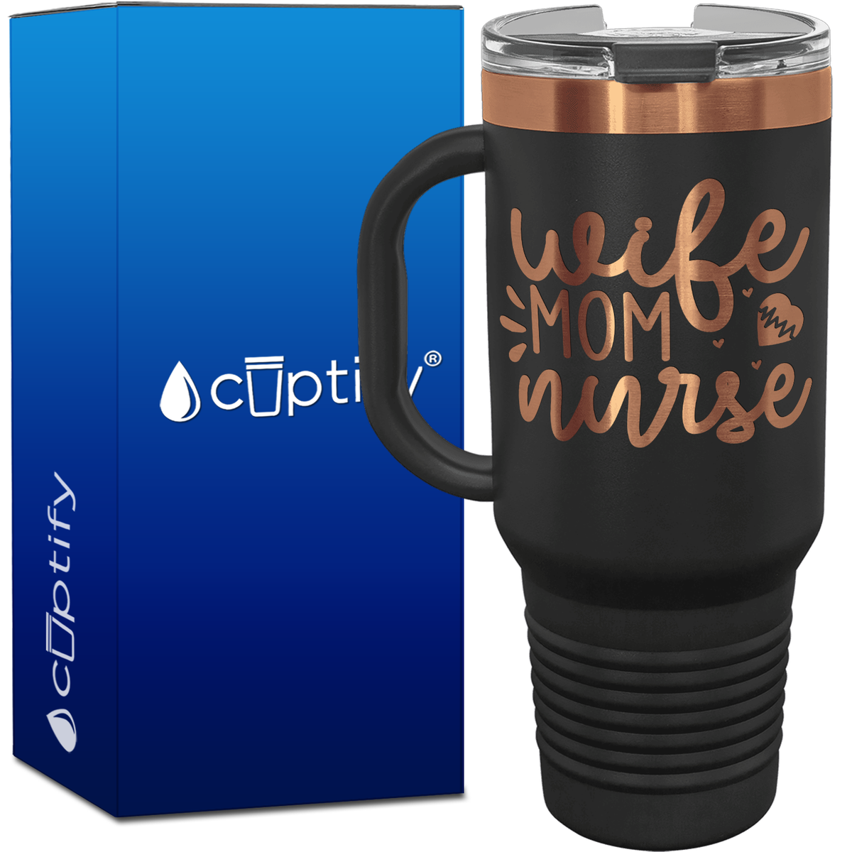 Wife Mom Nurse Hearts 40oz Travel Mug