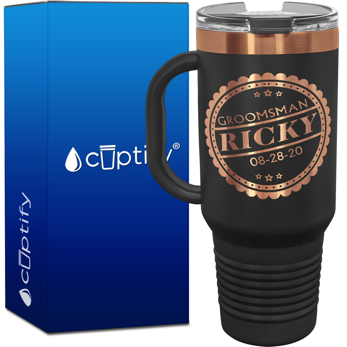 Personalized Vintage Seal Groomsman 40oz Travel Mug