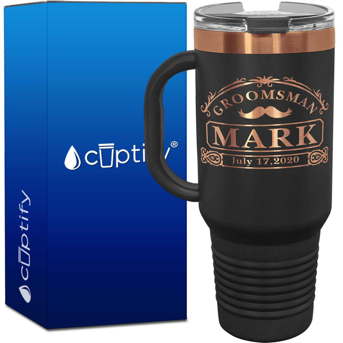 Personalized Groomsman Gentleman Crest 40oz Travel Mug