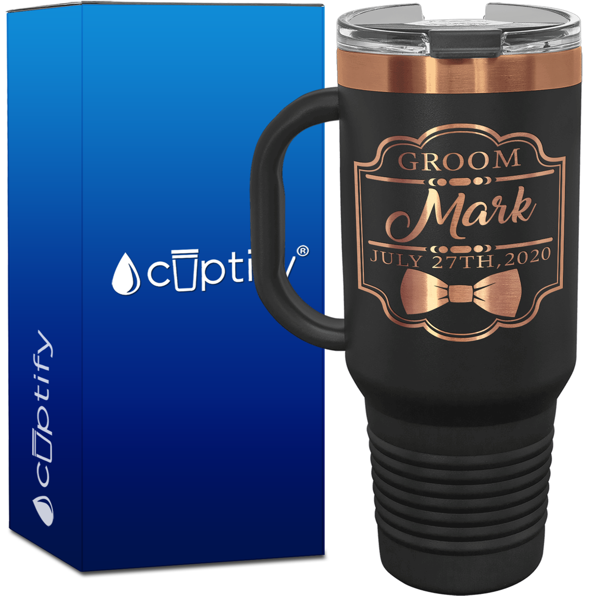 Customized Groom Bow Tie Crest 40oz Travel Mug