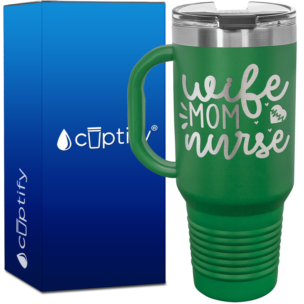 Wife Mom Nurse Hearts 40oz Travel Mug