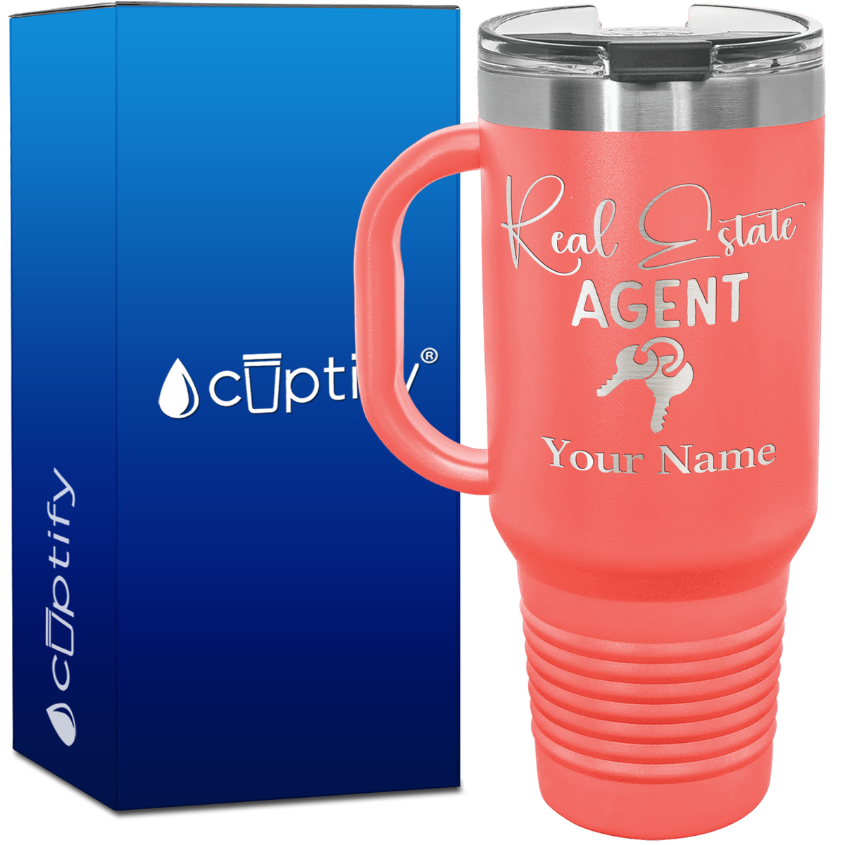 Personalized Real Estate Agent Keys 40oz Travel Mug