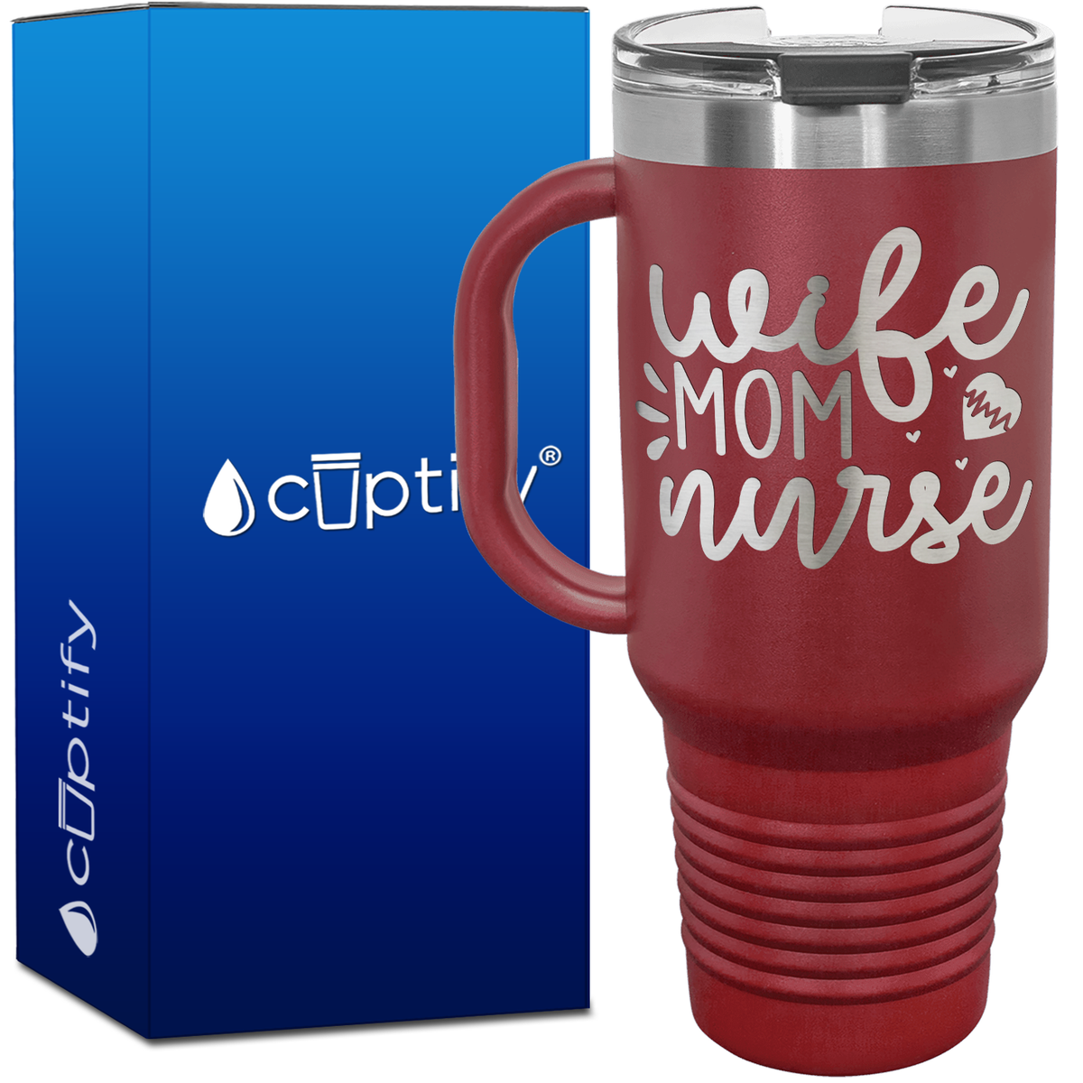 Wife Mom Nurse Hearts 40oz Travel Mug