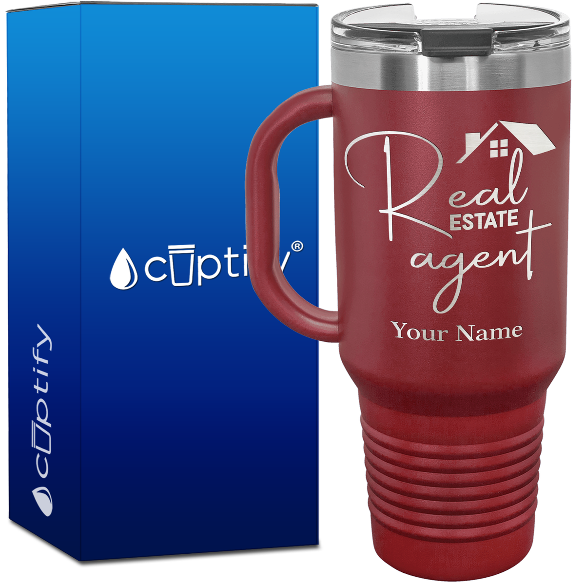 Personalized Real Estate Agent House 40oz Travel Mug