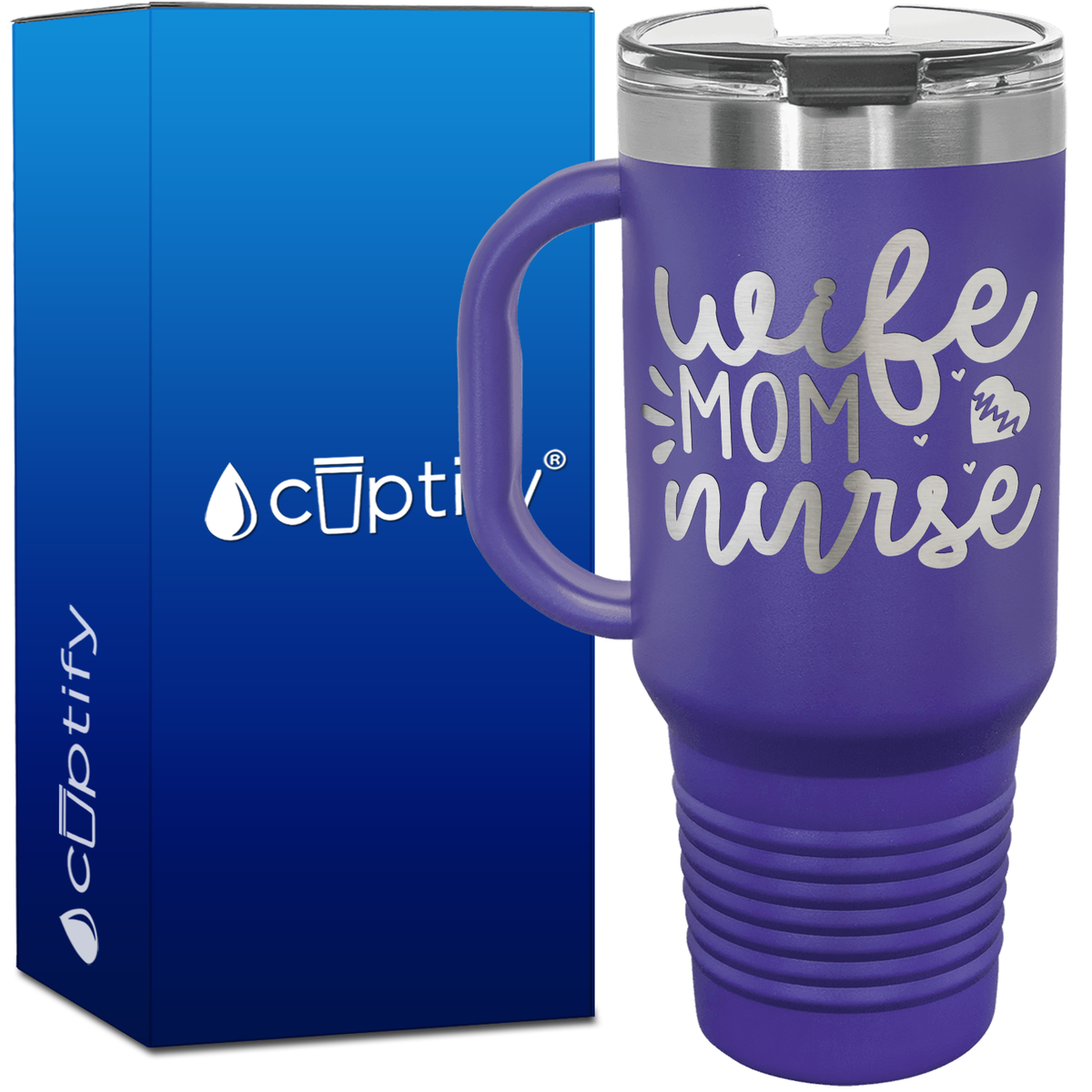 Wife Mom Nurse Hearts 40oz Travel Mug