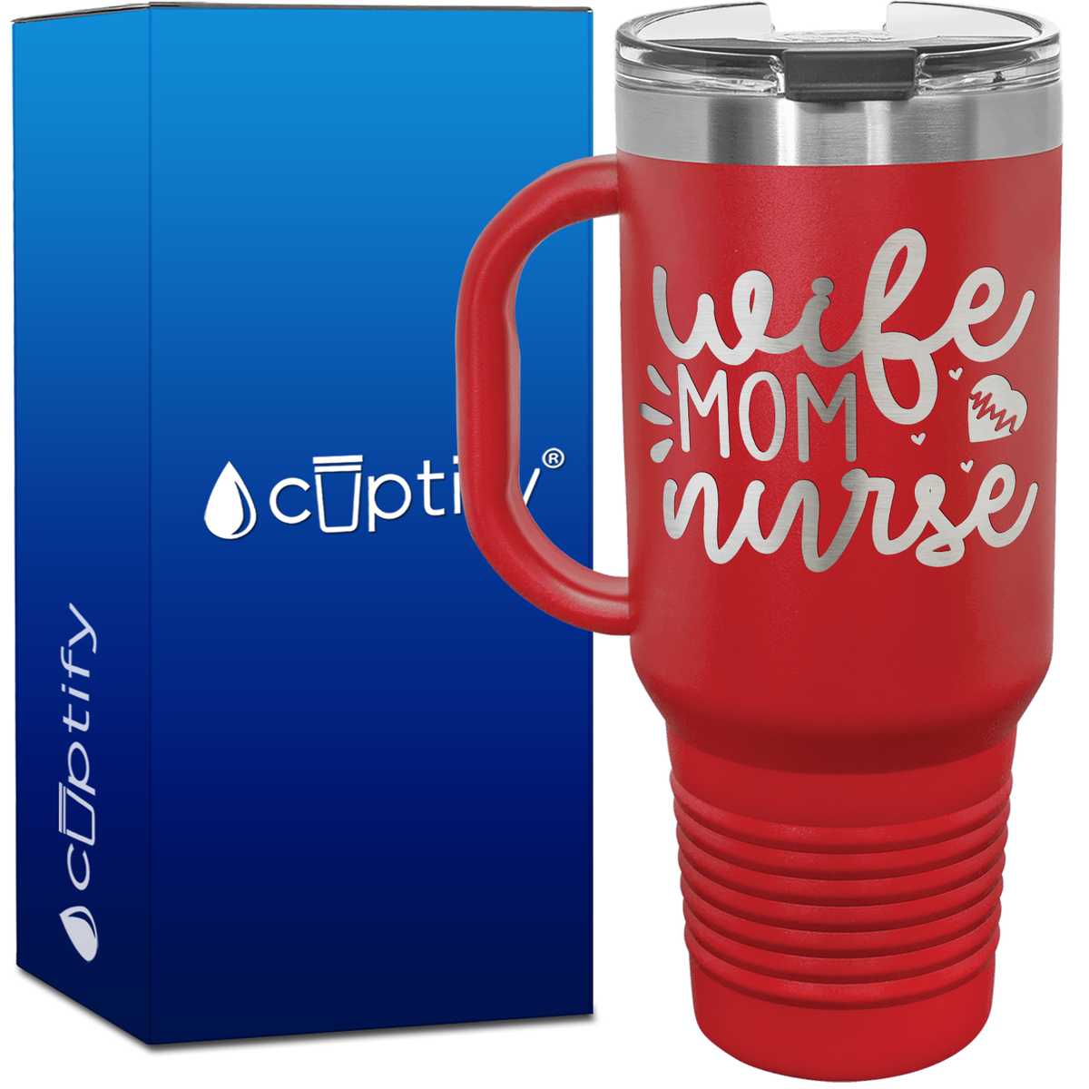 Wife Mom Nurse Hearts 40oz Travel Mug