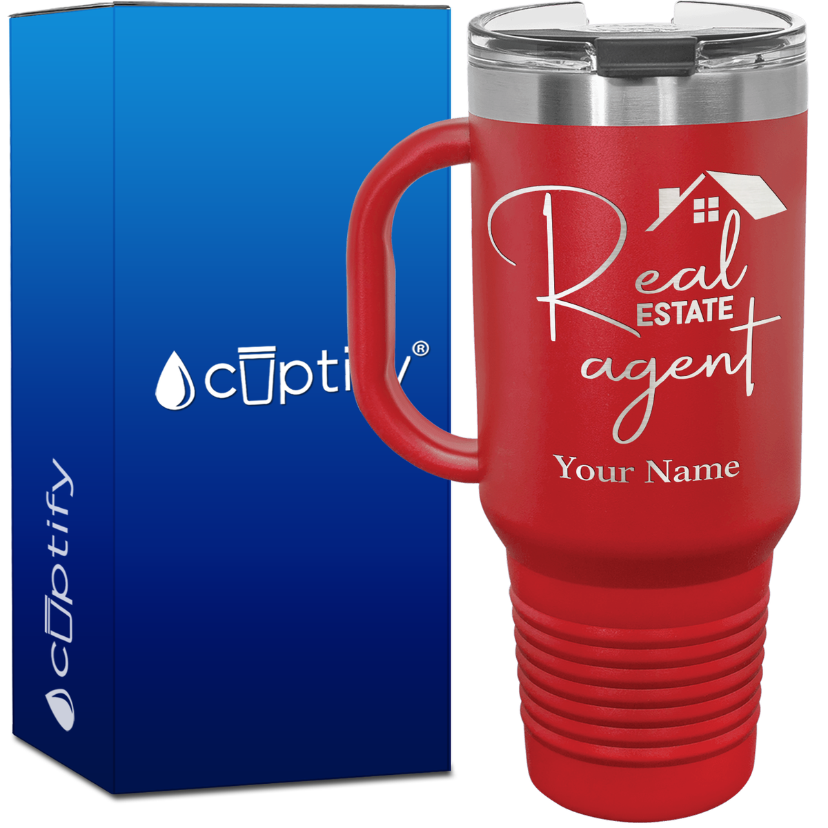 Personalized Real Estate Agent House 40oz Travel Mug
