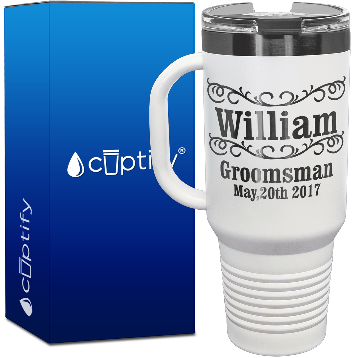 Personalized Classic Groomsman 40oz Travel Mug