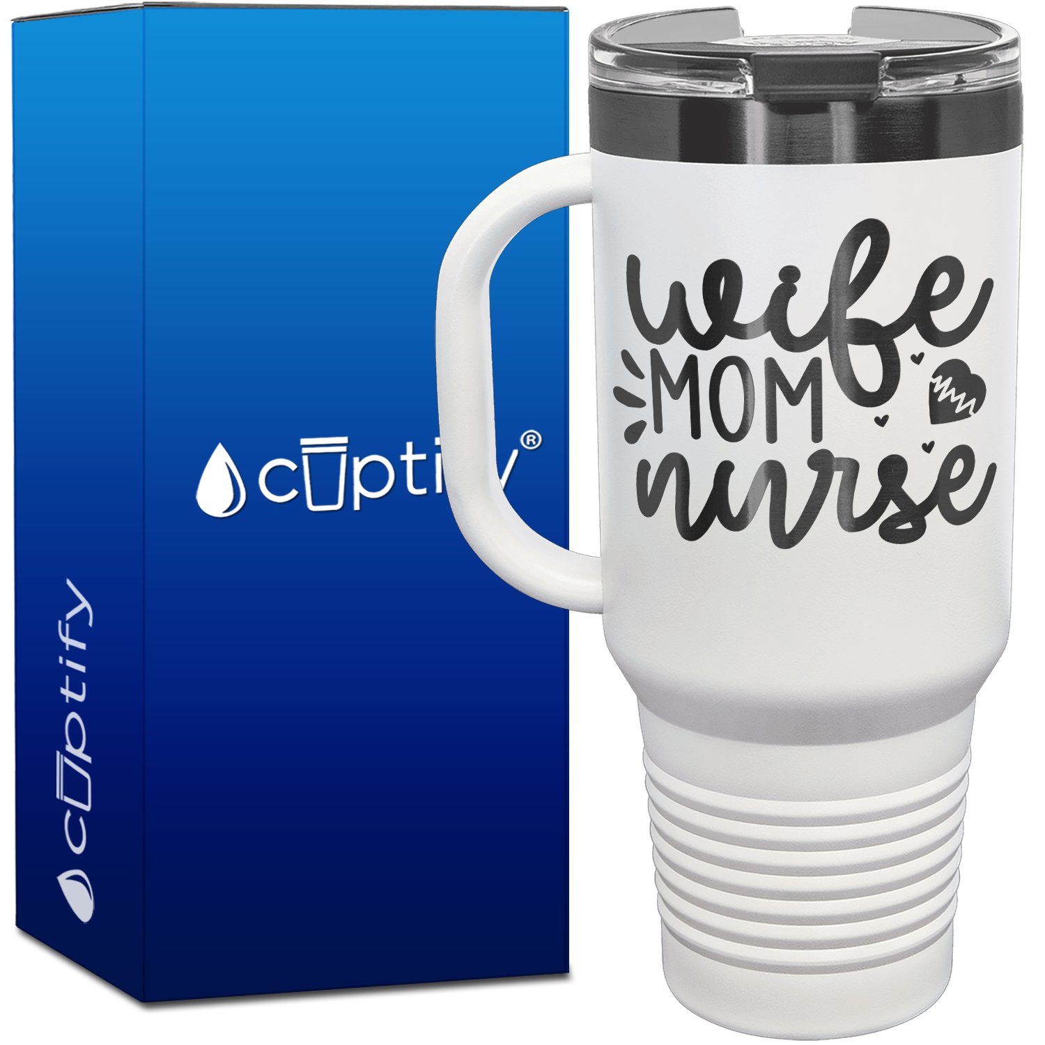 Wife Mom Nurse Hearts 40oz Travel Mug