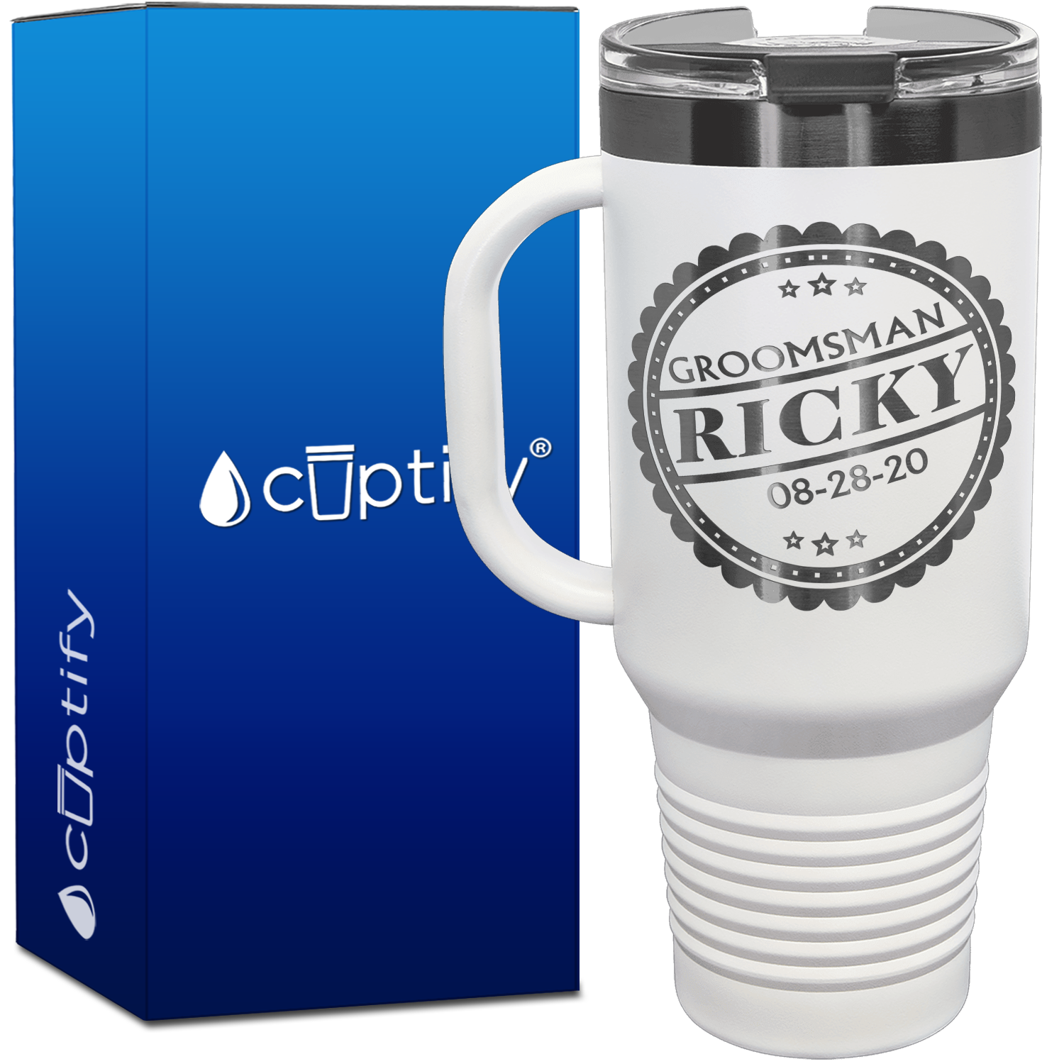 Personalized Vintage Seal Groomsman 40oz Travel Mug