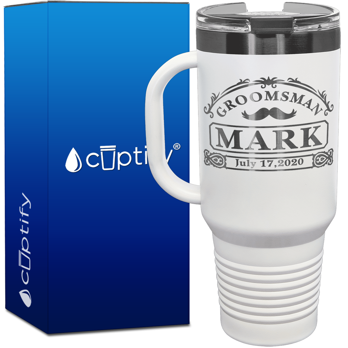 Personalized Groomsman Gentleman Crest 40oz Travel Mug