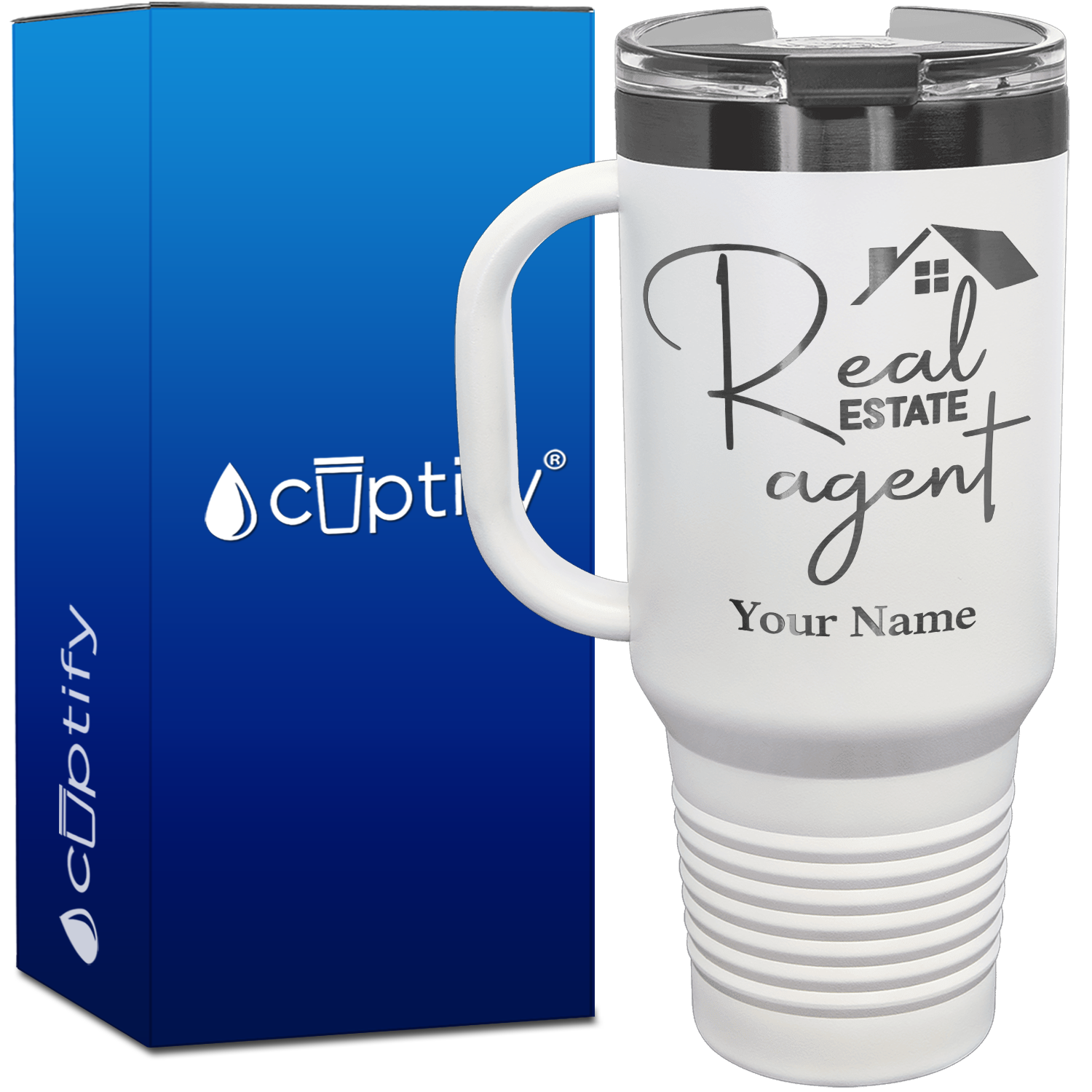Personalized Real Estate Agent House 40oz Travel Mug