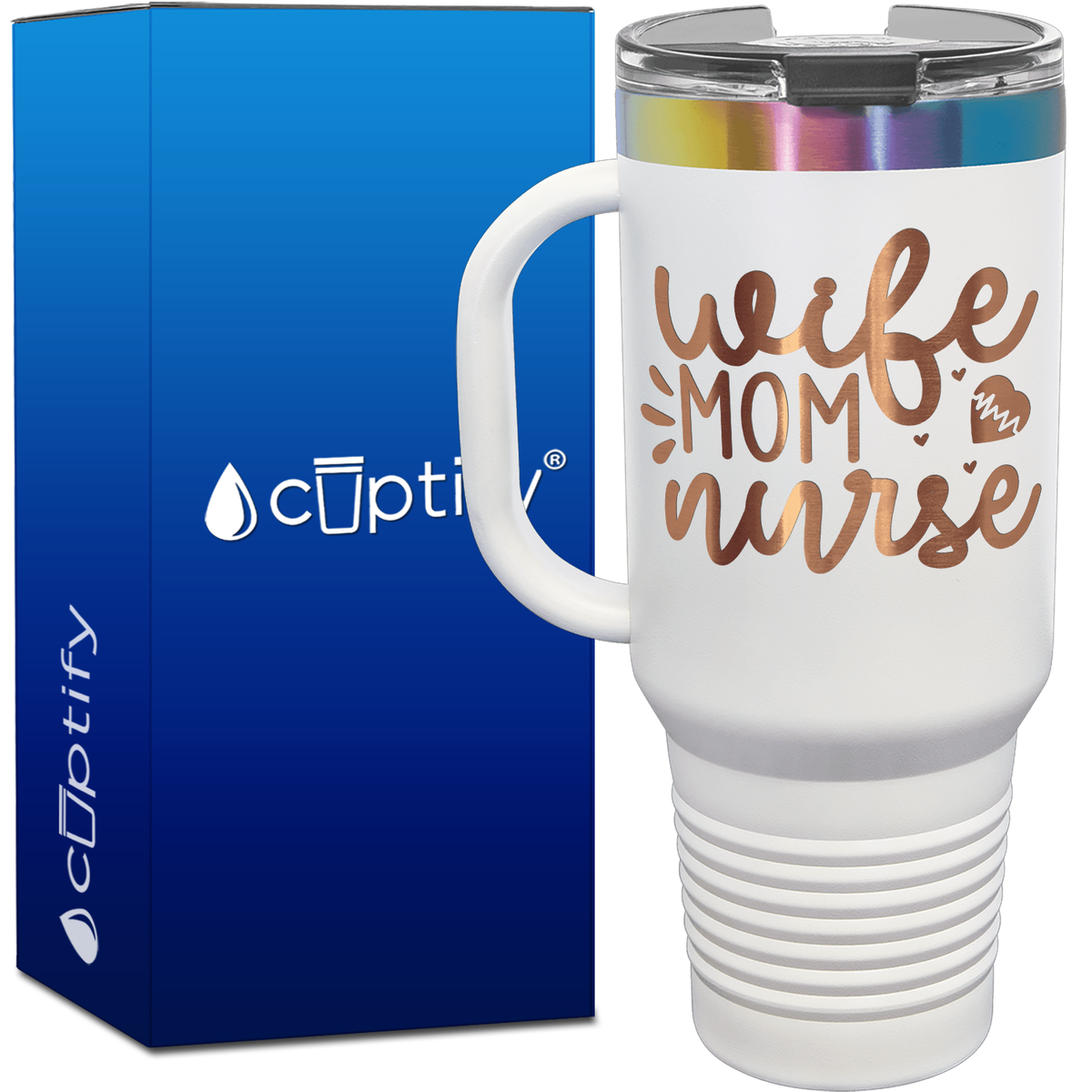 Wife Mom Nurse Hearts 40oz Travel Mug