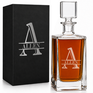 Imprint Shadow Personalized Monogram 26oz Rectangle Glass Decanter