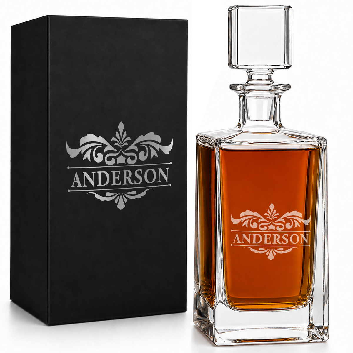 Customized Classic Prestige 26oz Rectangle Glass Decanter
