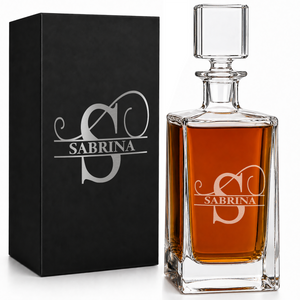 Swoosh Split Monogram 26oz Rectangle Glass Decanter