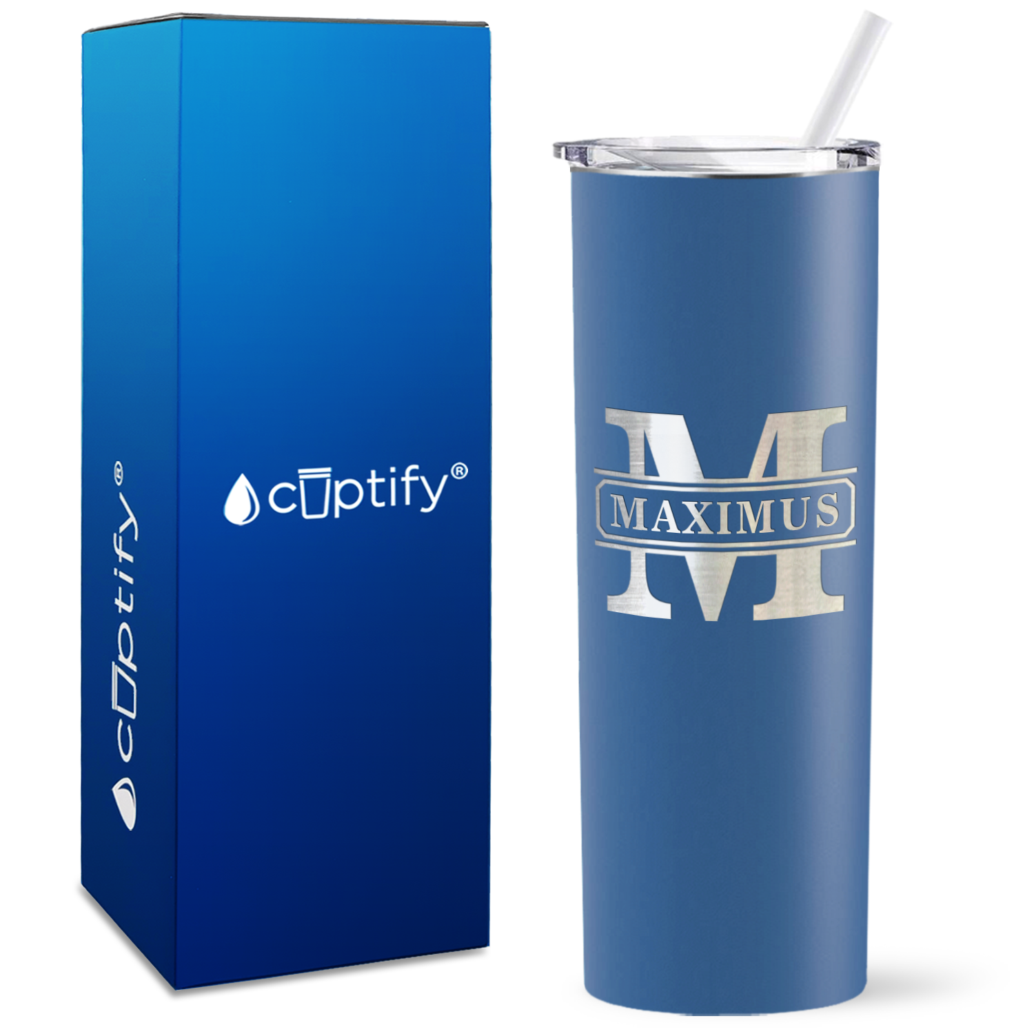 Personalized Vintage Block Engraved on 20oz Skinny Tumbler