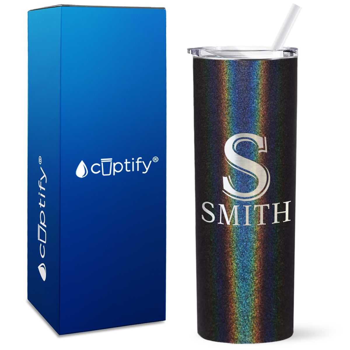 Personalized Monogram Initial and Name Engraved on 20oz Skinny Tumbler