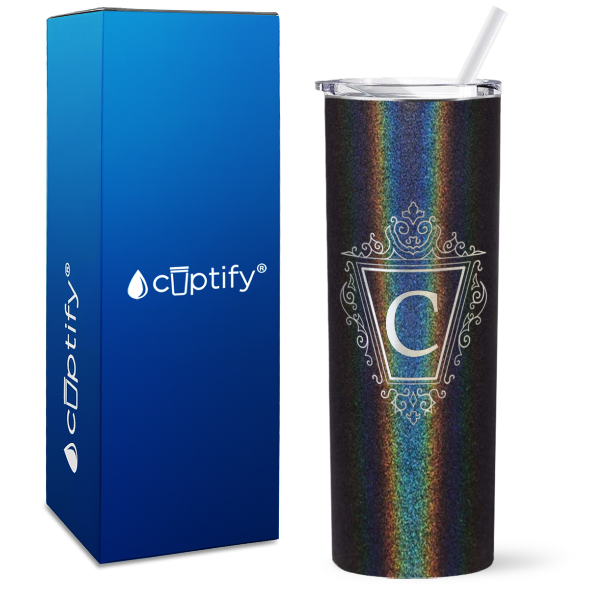 Personalized Classic Crest Engraved on 20oz Skinny Tumbler