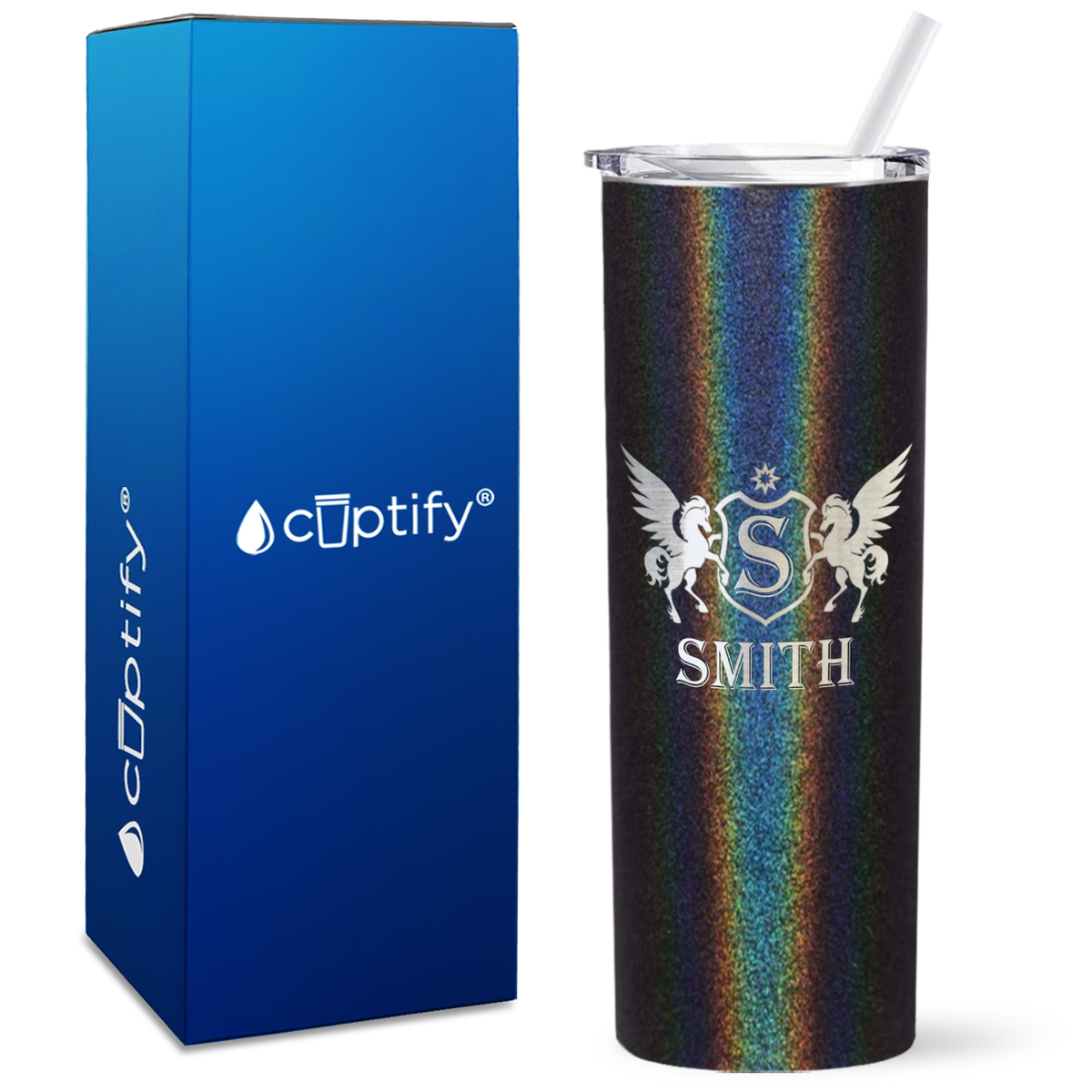 Personalized Pegasus Engraved on 20oz Skinny Tumbler
