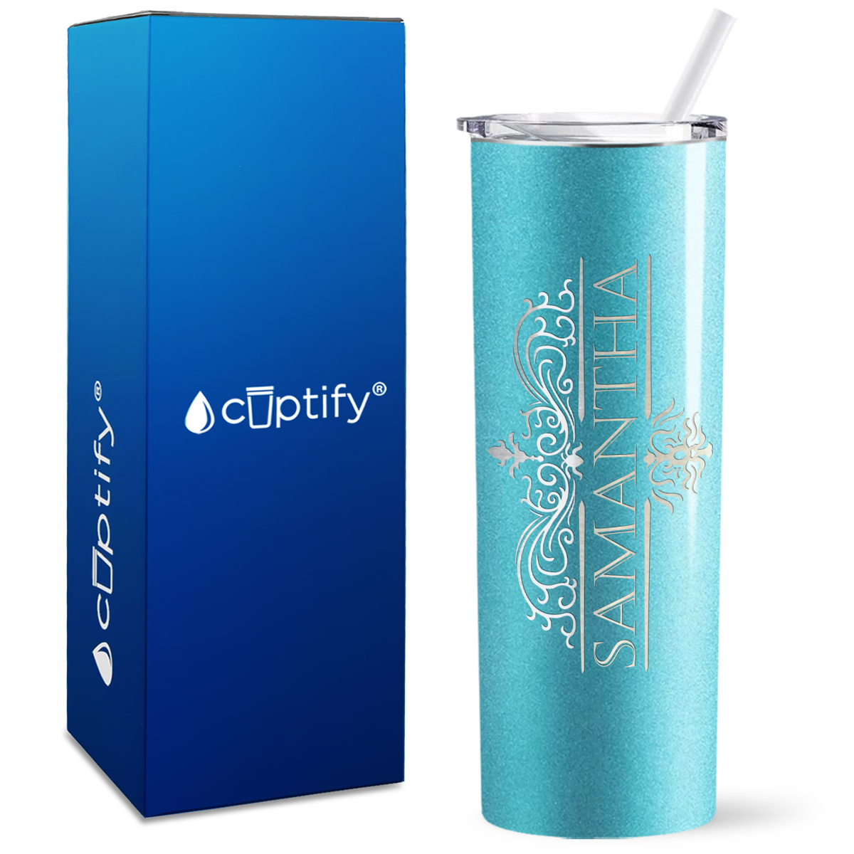 Personalized Vestige Design Engraved on 20oz Skinny Tumbler