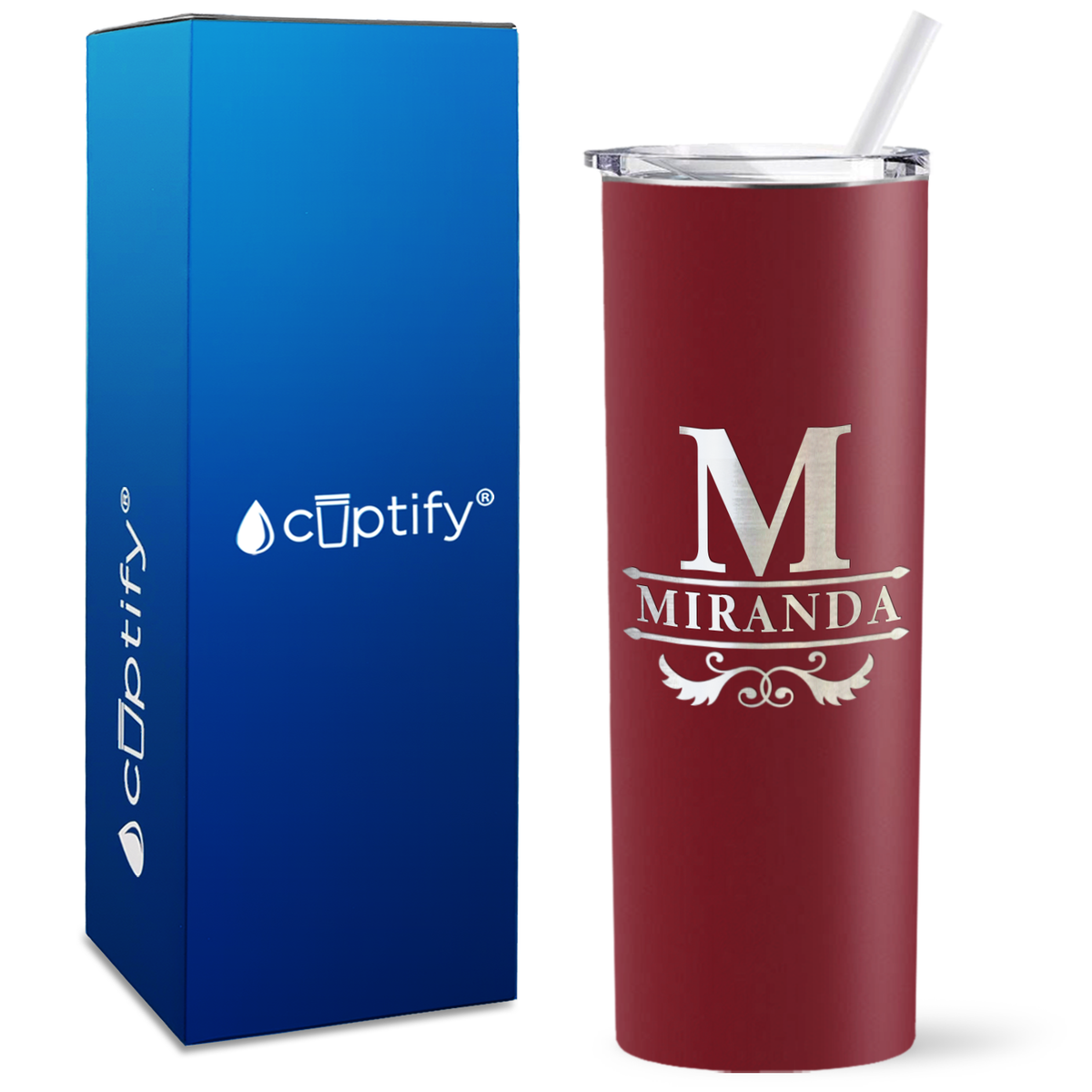 Personalized Initial Style Engraved on 20oz Skinny Tumbler