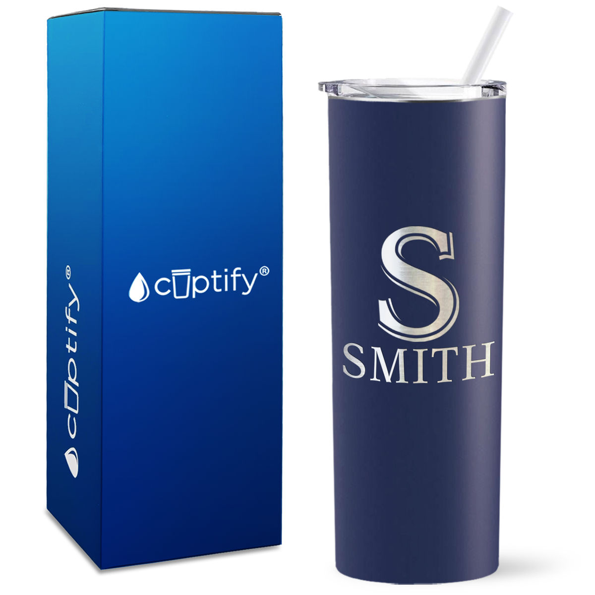 Personalized Monogram Initial and Name Engraved on 20oz Skinny Tumbler